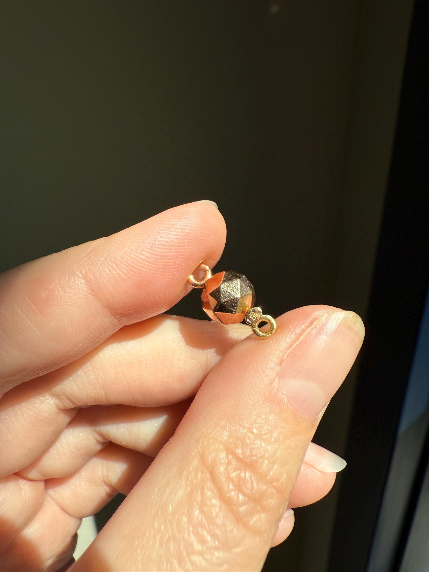 Faceted Gold Ball Bead CLASP Pendant 18k Rose Gold Antique New Old Parts Necklace EXTENDER Connector Findings Neckmess Neckstack 3 Avail