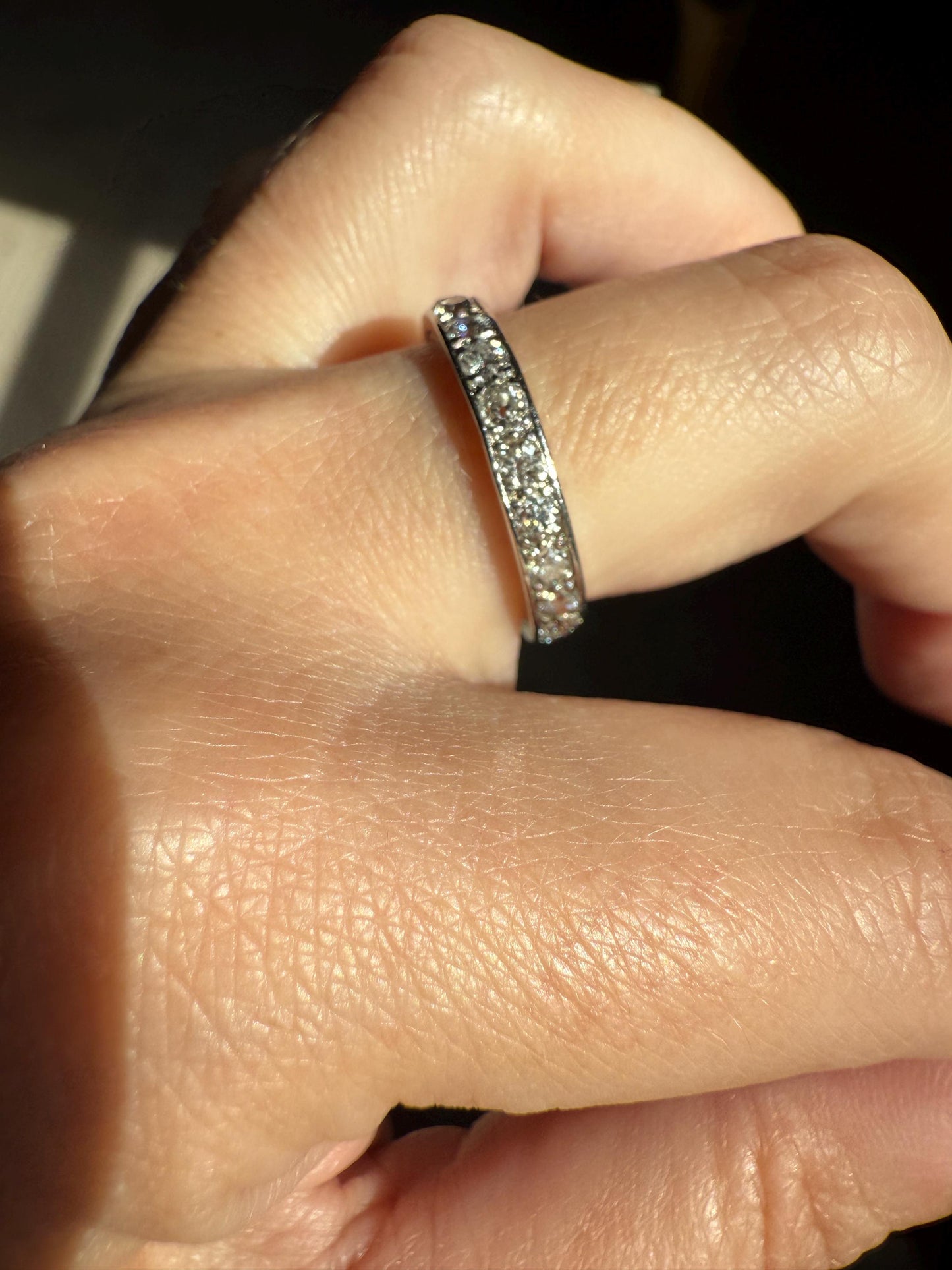 FRENCH Antique Edwardian Art Deco 1.3 Carat 22 Old Mine Single Cut DiAMOND Platinum FuLL ETERNITY Band Ring Wedding 1.3Ctw Tdw OMC Stacker