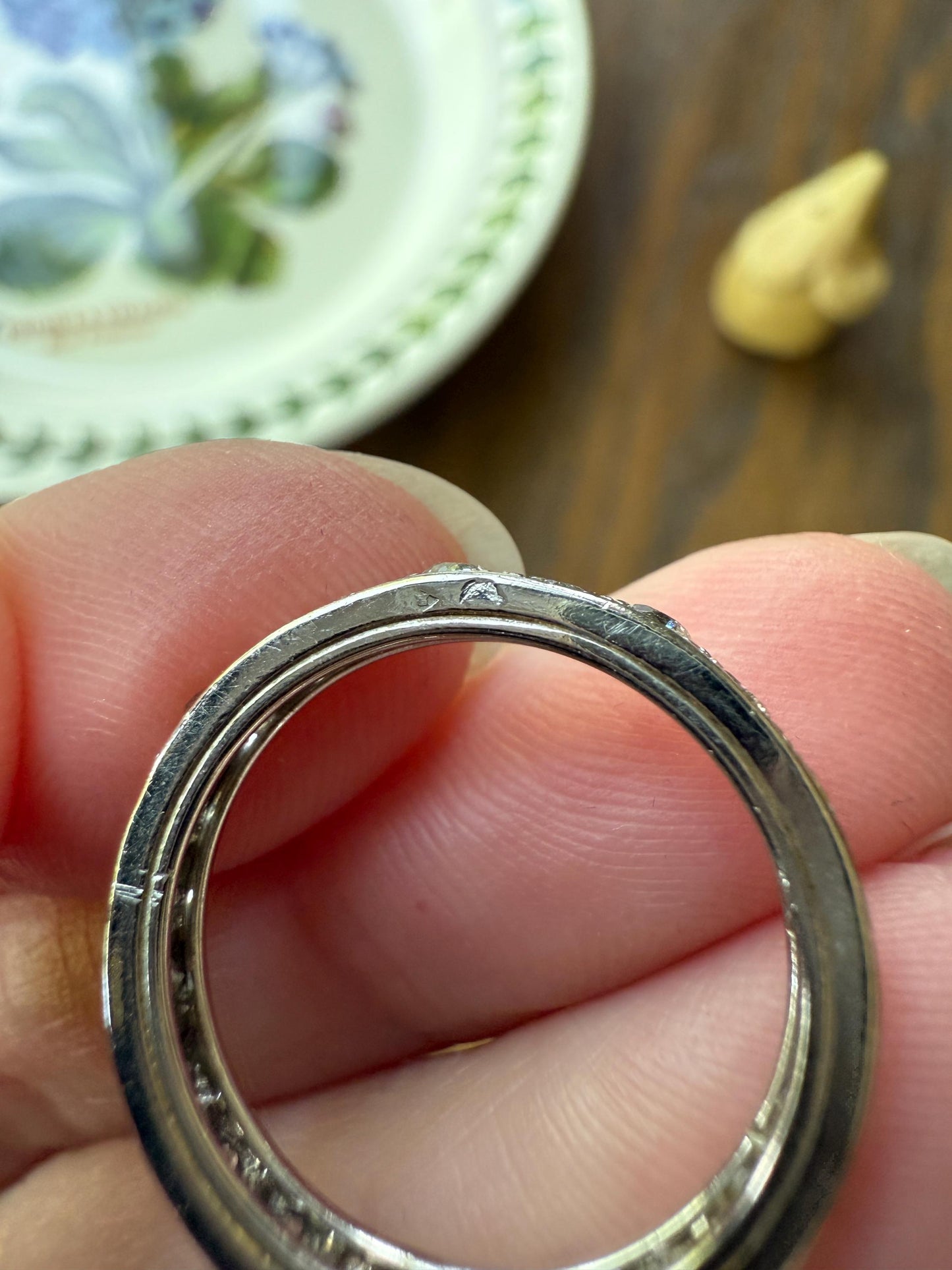 FRENCH Antique Edwardian Art Deco 1.3 Carat 22 Old Mine Single Cut DiAMOND Platinum FuLL ETERNITY Band Ring Wedding 1.3Ctw Tdw OMC Stacker