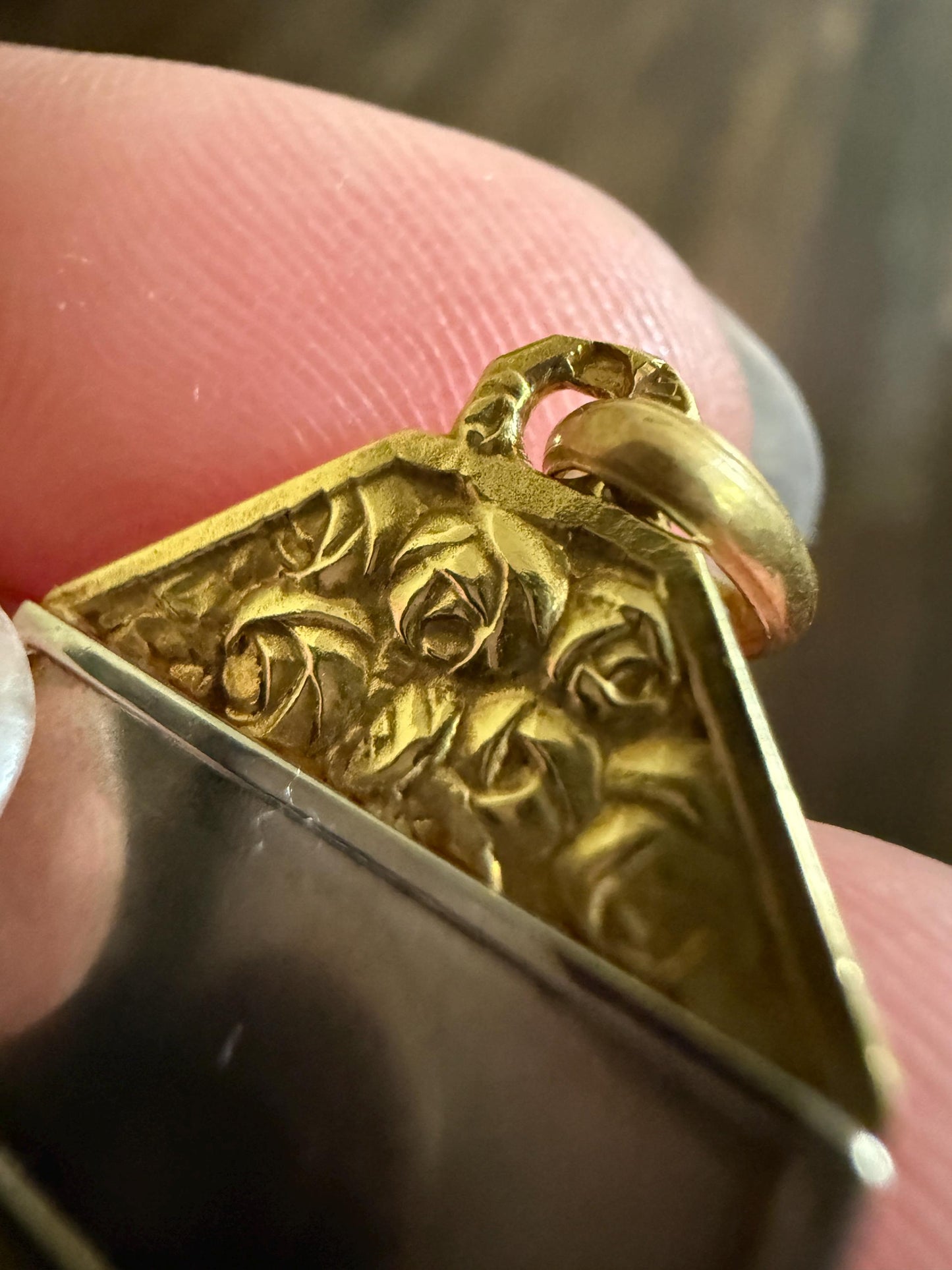 ROSES Blank OCTAGON Antique French Love Medal Art Deco 18k Gold PENDANT Belle Epoque Charm Floral Romantic Gift Ready to Engrave Ornate