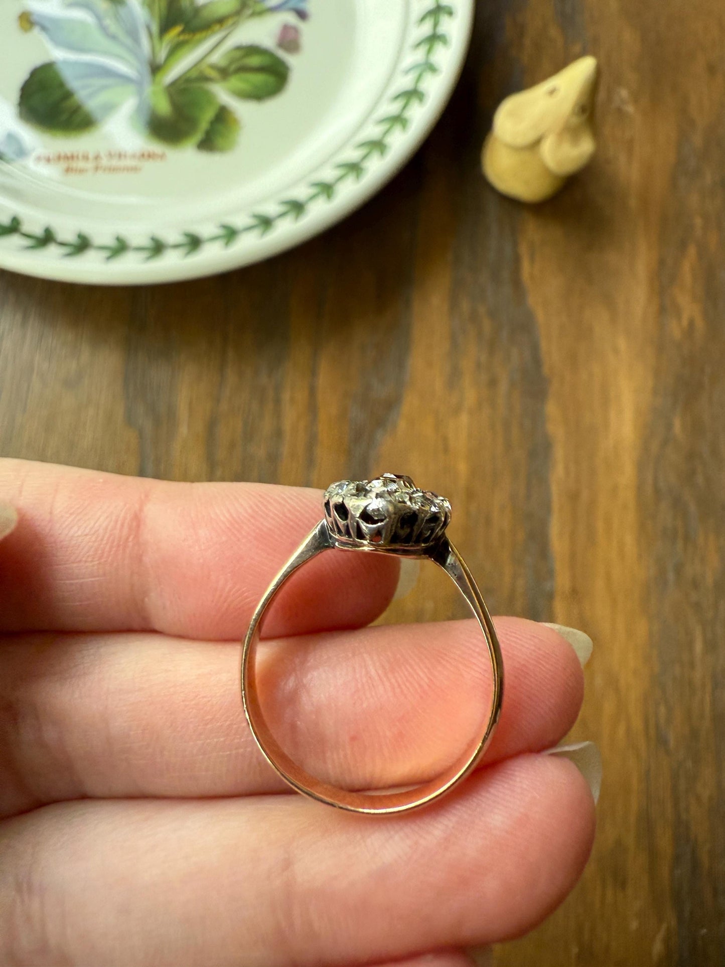 Uncommon 2.25 Carat Fancy Brown & White Halo Old Mine Cut Diamond Navette Ring Oval Victorian Antique 18k Gold Silver Chocolate Champagne