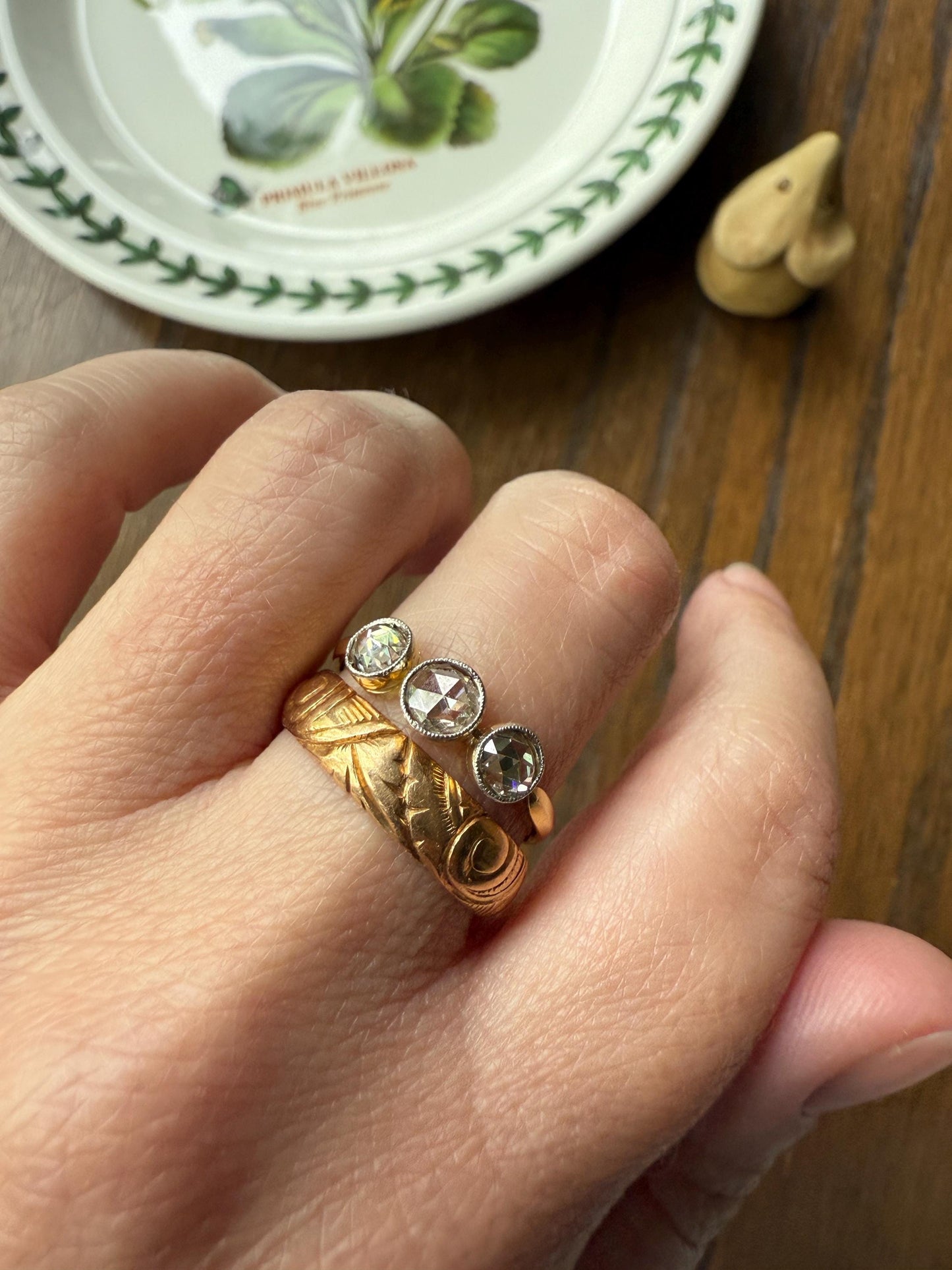 Dated FLORAL Embossed 5mm Scrolled Vintage c1960 Wedding Band 18k Gold Solid Eternity Ring Ornate Engraved Stacker Love Gift Victorian Style