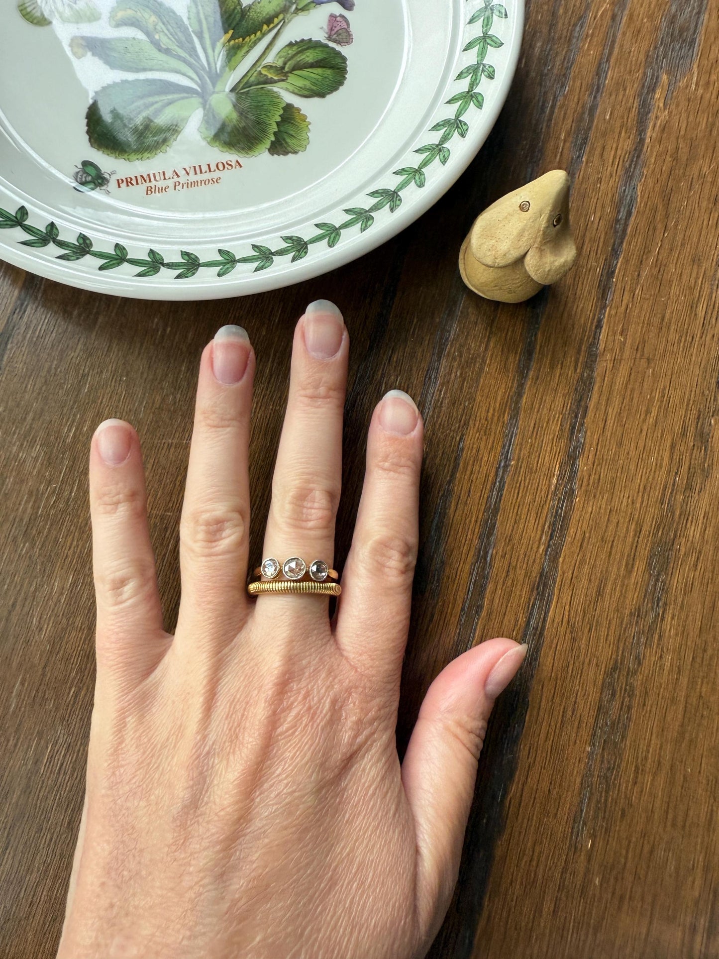 Coiled "Spring" DONUT Band 5.2g 18k Gold Vintage Textured Stacker Wedding Eternity Ring Chunky Round Tube Lined Ribbed Minimalist Retro
