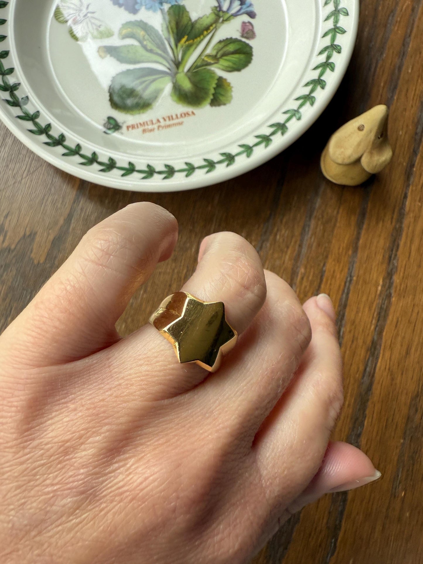 STAR Figural Signet 6.2g 18k Gold Ready to Engrave! Chunky Celestial Rad Pinky Ring Ringstack Shape Unique Gift