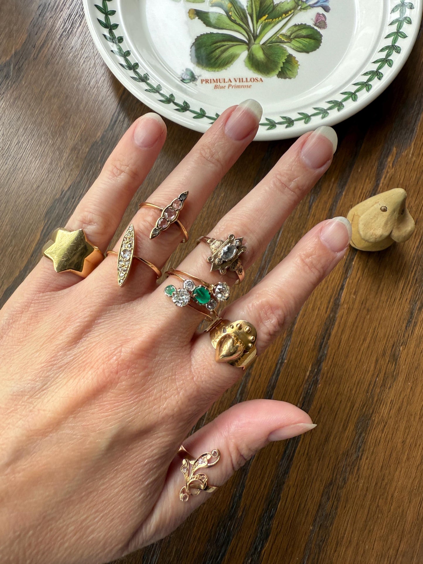 Rose Cut DIAMOND Antique Five Stone Skinny NAVETTE Ring 18k Gold Victorian to Georgian Scalloped Unique Romantic Gift