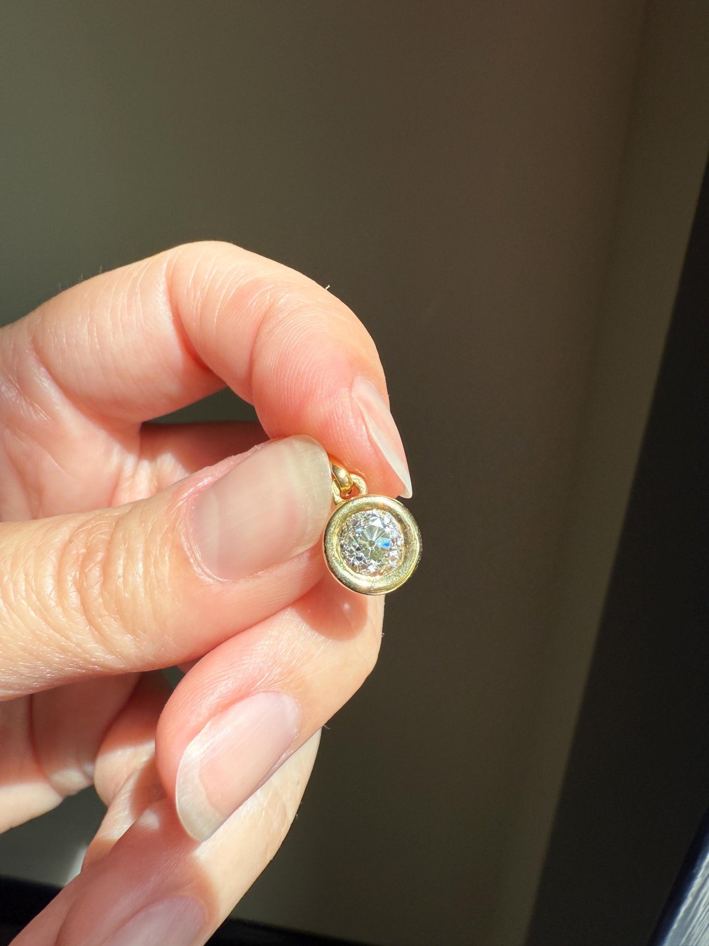 Eye Clean Chunky 1 Carat Antique Old Mine Cut DIAMOND Bezel Set Solitaire Pendant French Vintage Minimalist OMC 1Ct Bracelet Necklace Charm
