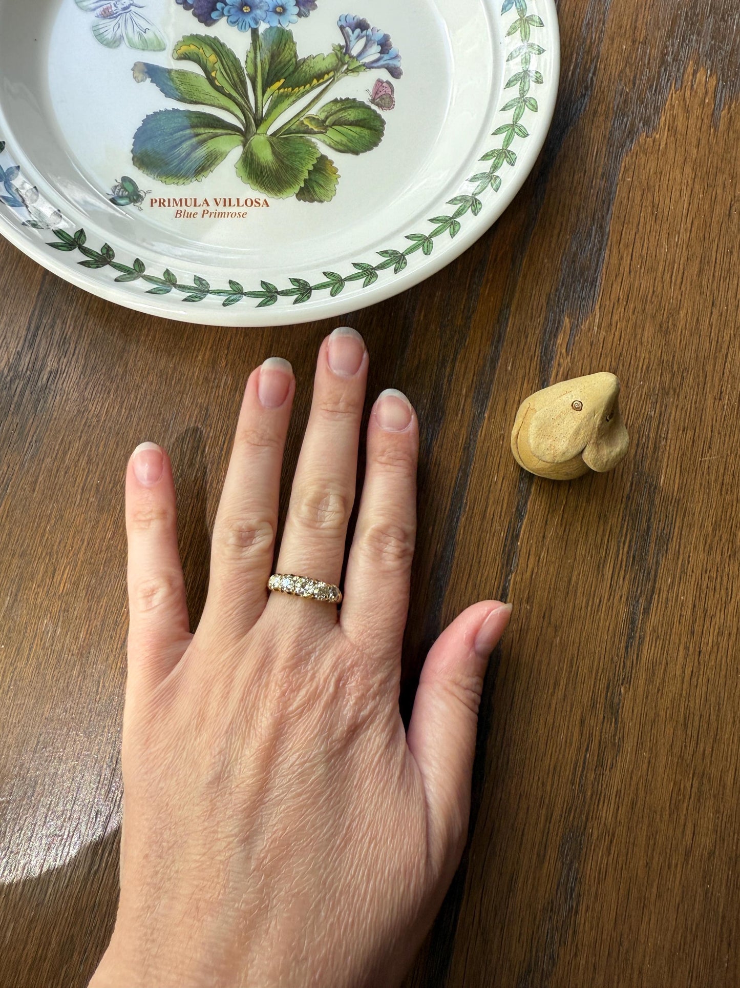 Antique 1.5 Carat Old Mine Cut DIAMOND 5 Five Stone Band Ring 18k Gold Scrolled Victorian Romantic Gift Row Stacker Wedding OMC 1.5Ctw Love
