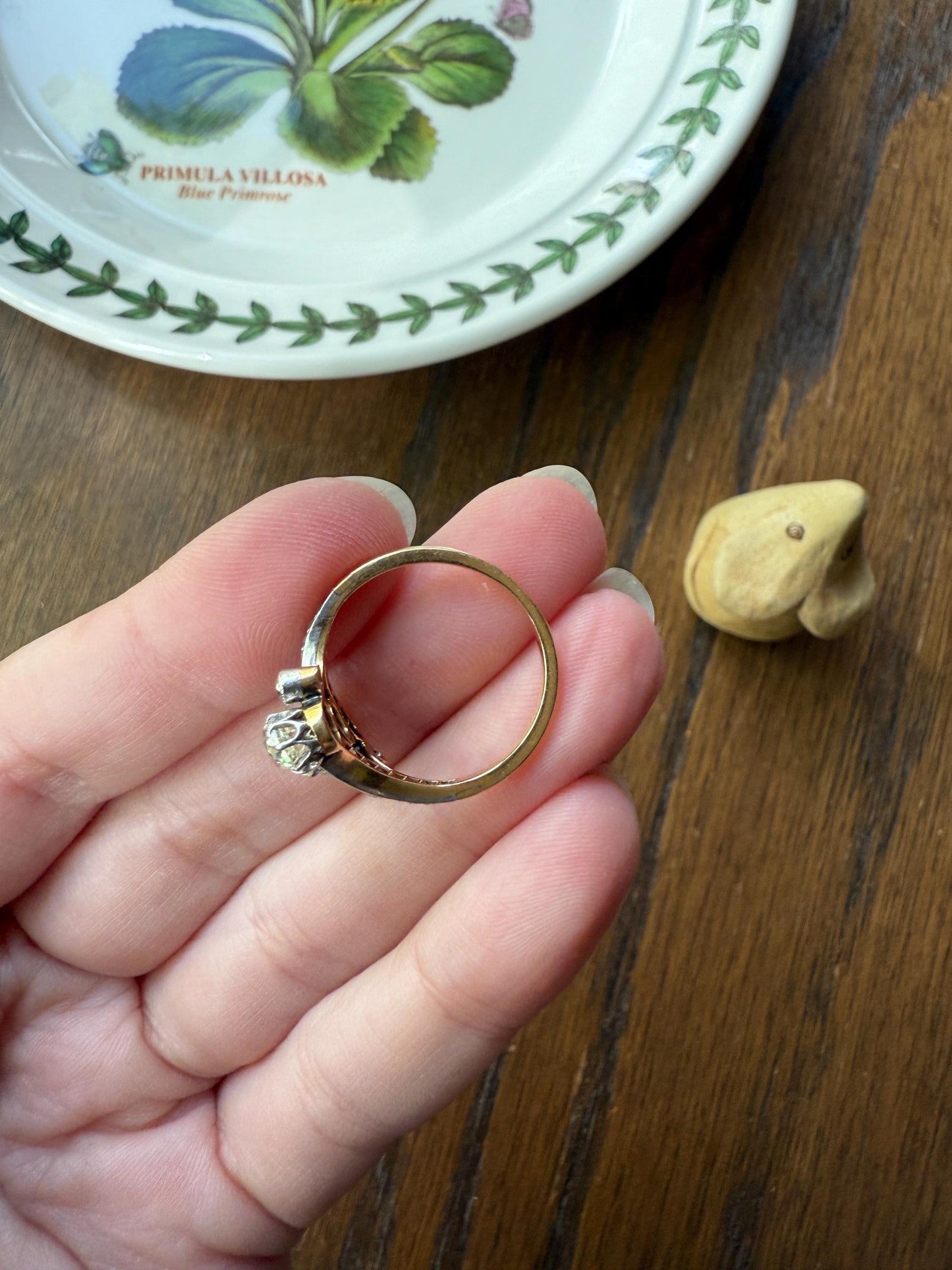 Antique 1.25 Carat Old Mine Cut DIAMOND Three Stone w/ Rose Cut French Ornate Belle Epoque Stacker 18k Gold Platinum Romantic Gift Victorian