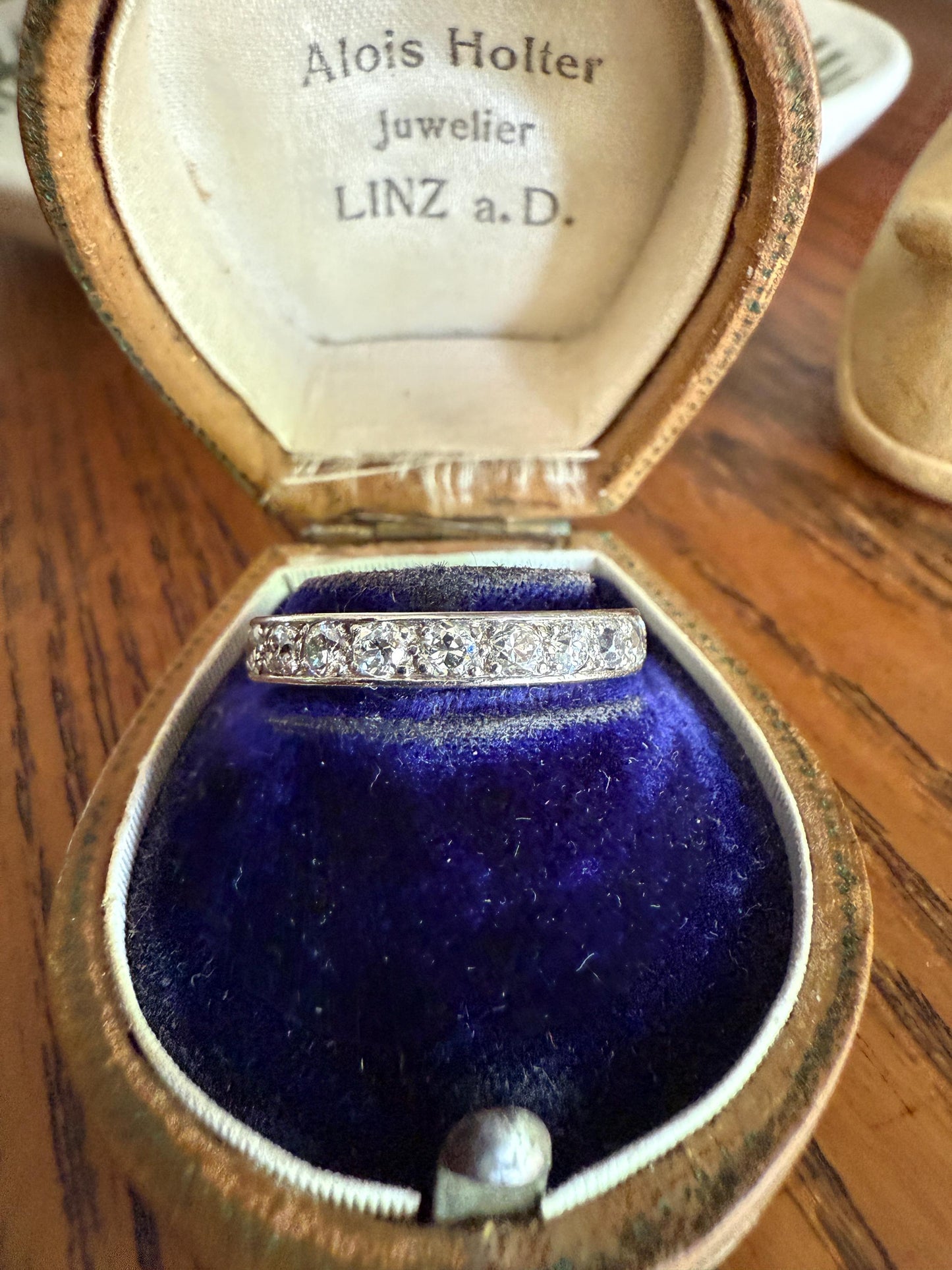 FRENCH Antique Edwardian Art Deco 1.3 Carat 22 Old Mine Single Cut DiAMOND Platinum FuLL ETERNITY Band Ring Wedding 1.3Ctw Tdw OMC Stacker