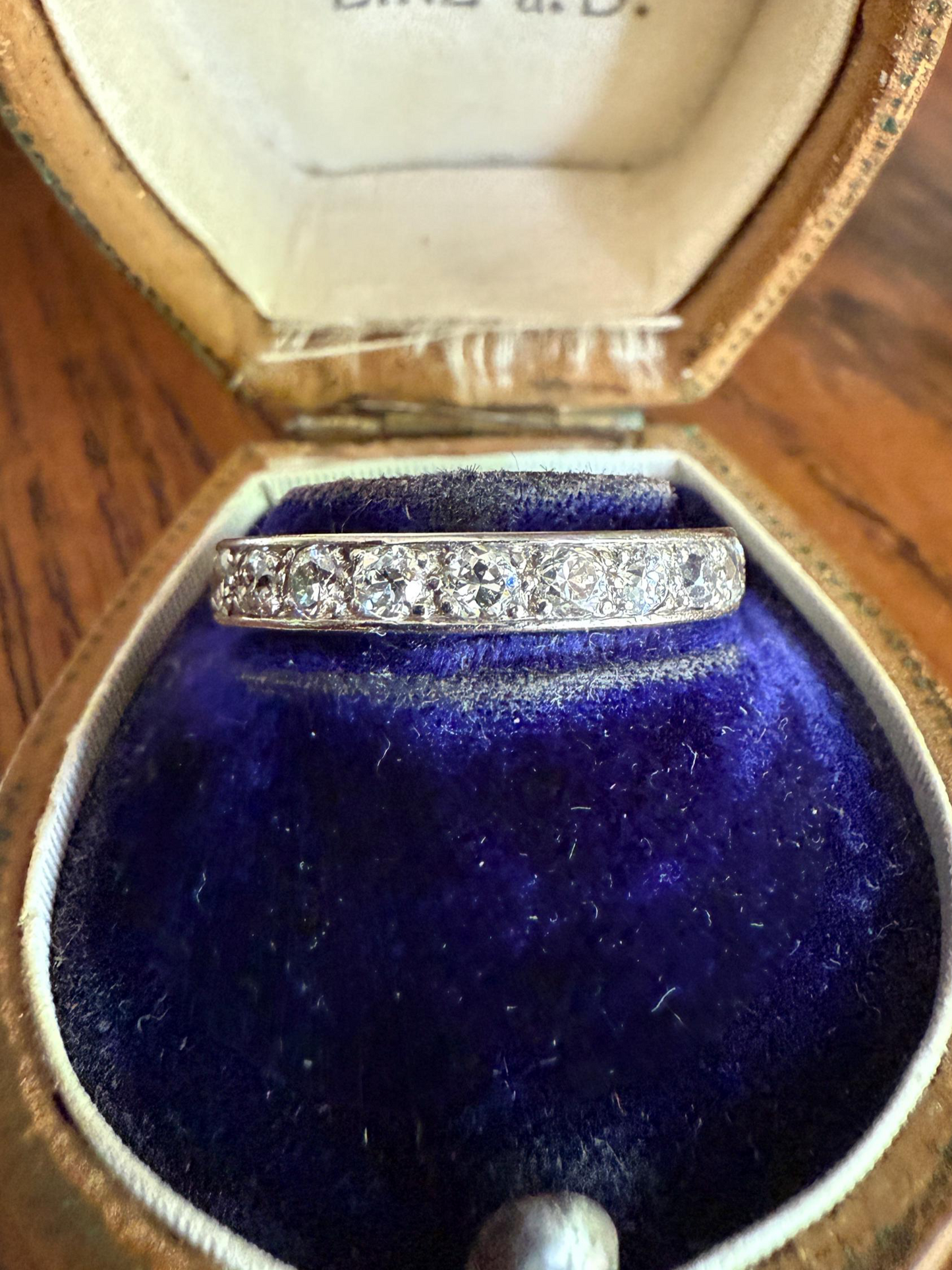 FRENCH Antique Edwardian Art Deco 1.3 Carat 22 Old Mine Single Cut DiAMOND Platinum FuLL ETERNITY Band Ring Wedding
