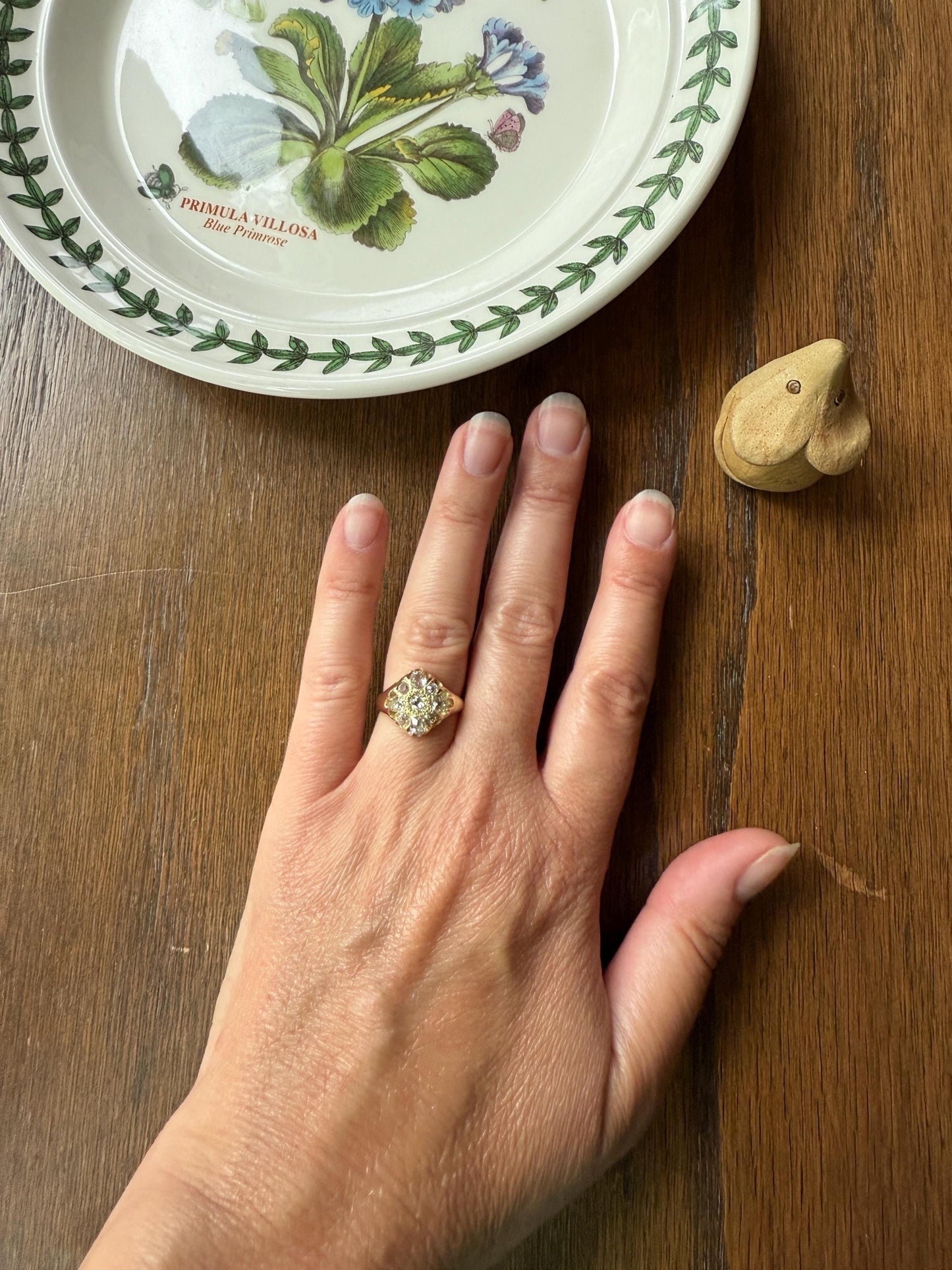CHUNKY 1.2 Carat Old Mine Cut DIAMOND Cluster Ring 15k Gold Delicious Pale Yellow Nine Stone Cruciform Halo Belcher Buttercup 1.2Ctw OMC