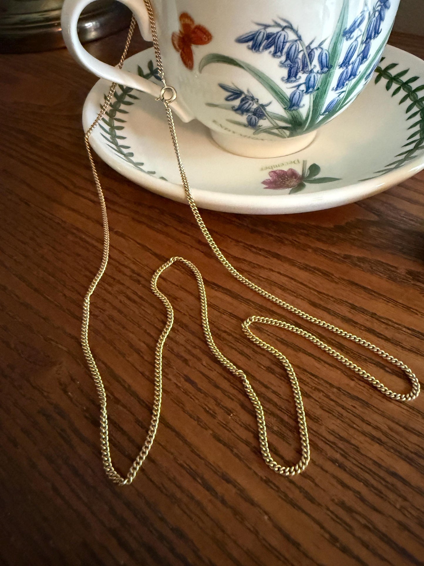 The Perfect Chain? Vintage 6.6g 10k Gold Solid Necklace Pendant Holder 1.8mm Gauge Small Curb Link 24 Inches Long