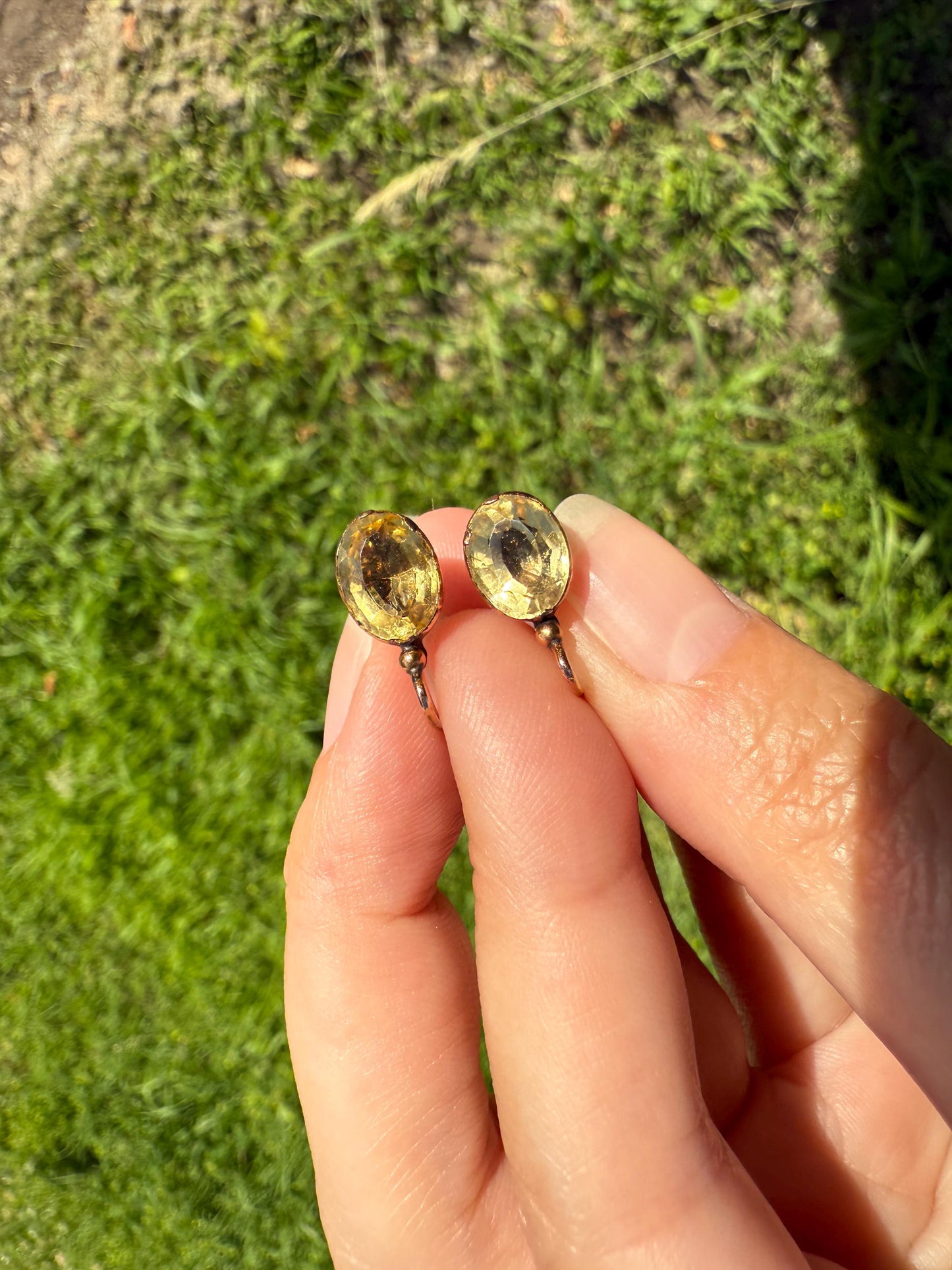 French VICTORIAN Antique Old Cut Oval CITRINE Yellow Domed Collet Set Dormeuse Earrings 18k GOLD Dangle Drop Bridal Gift Golden Warm Autumn