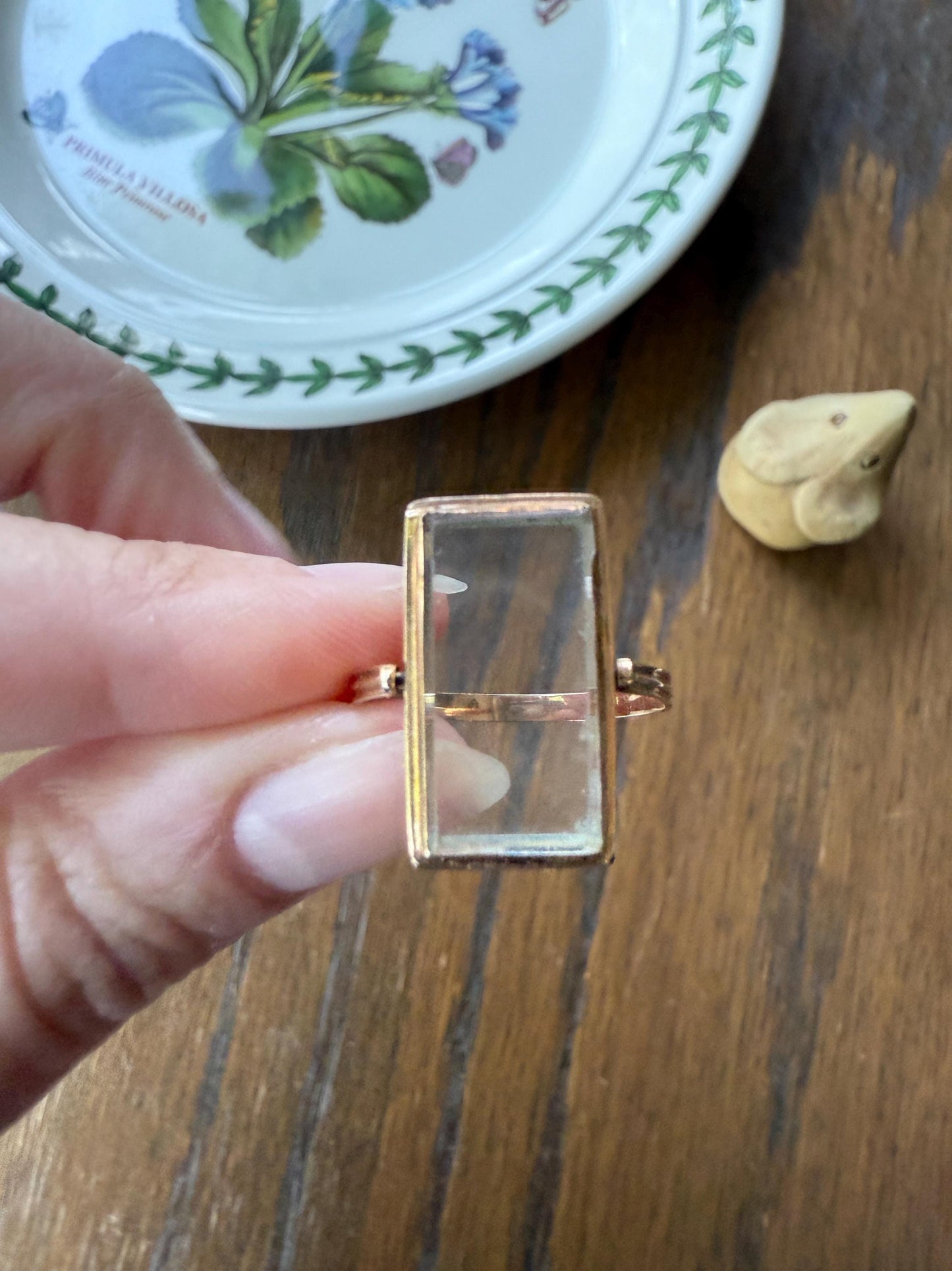 Antique GEORGIAN Era Locket Reversible Panel Swivel Ring 18k Gold Beveled Frame French OPENS Hinged Compartment Band Love Gift Love Token