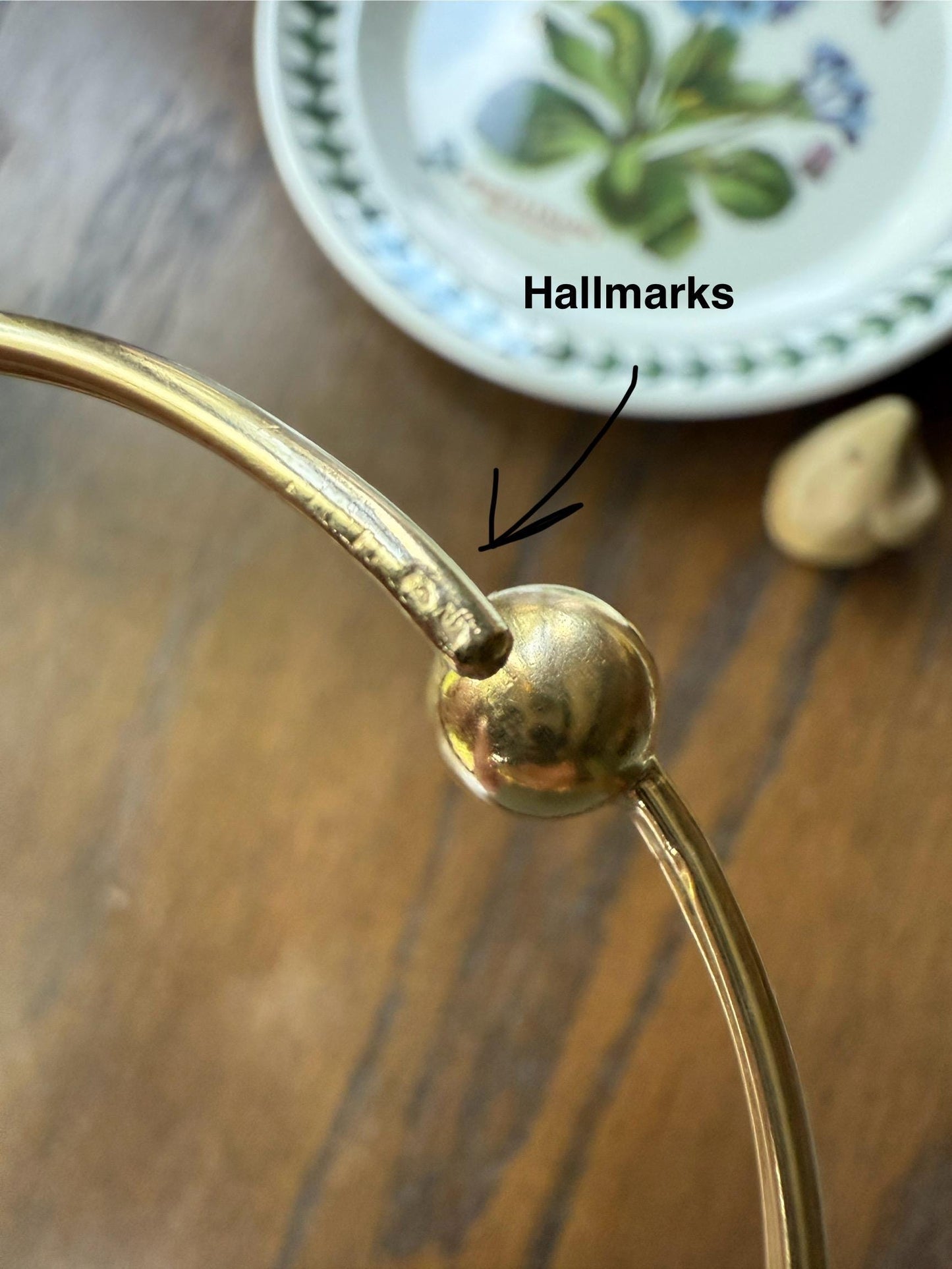 French Vintage 18k Gold BALL Rivet Sphere Tension Bangle Minimalist Wriststack Line Geometric Tube