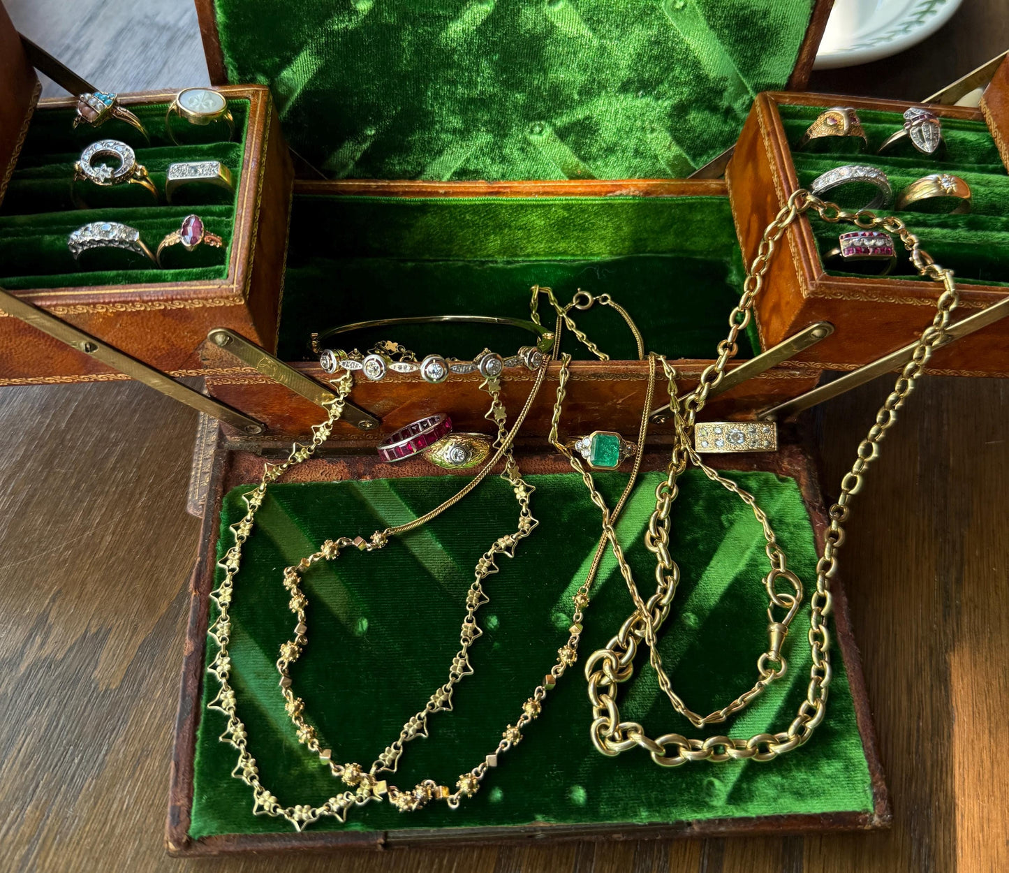 Heavy Staple CABLE CHAIN French Antique 20g 18k GOLD Solid 7.5mm Chunky Graduated Oval Link Necklace Wide 17" Neckmess Neckstack Victorian