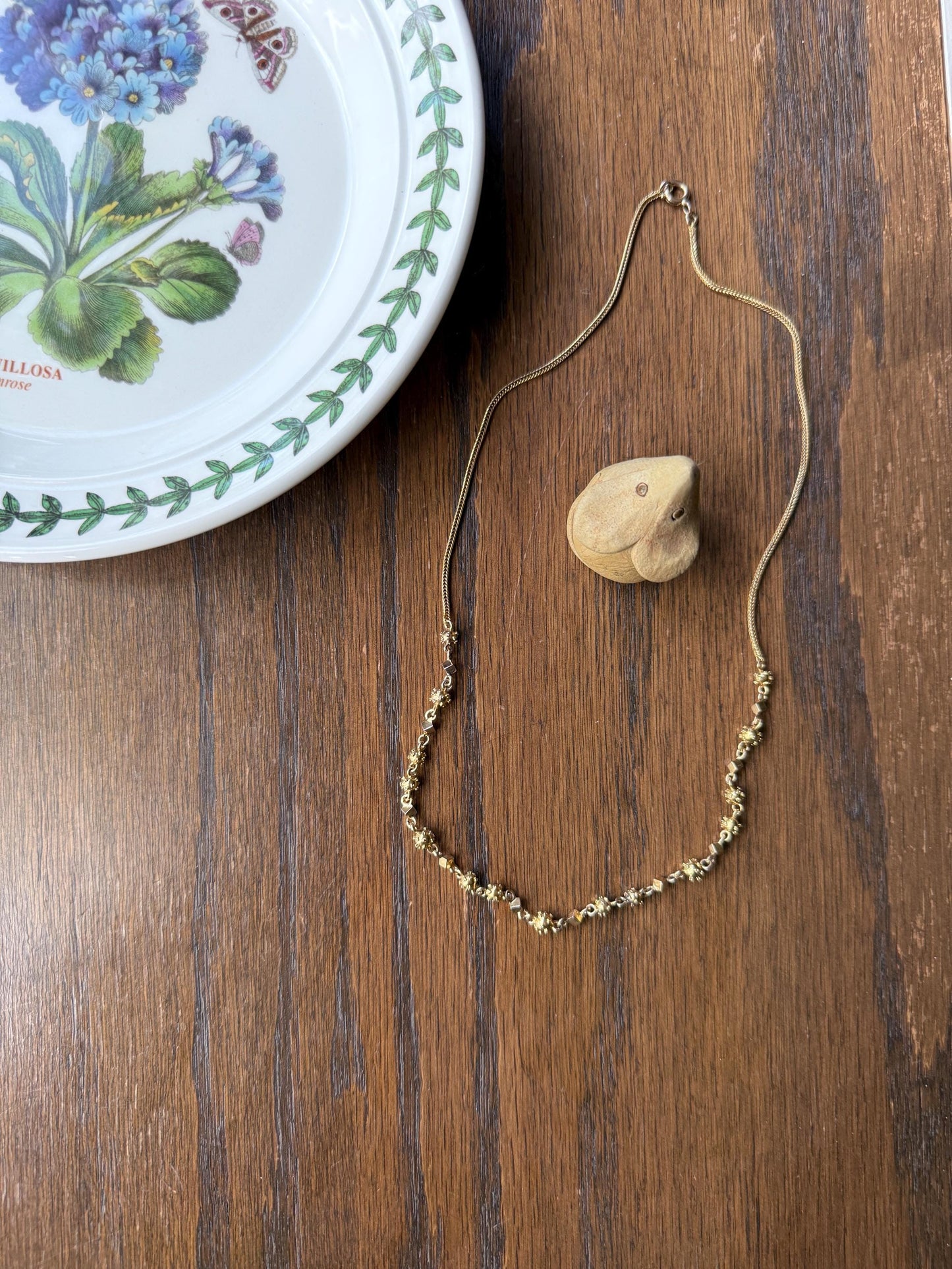 CUBE & Spiked Ball Rivet French Early VICTORIAN 18k Gold Solid Mesh Chain 8.8g Necklace Pendant Holder Geometric Texture Glow Romantic Gift