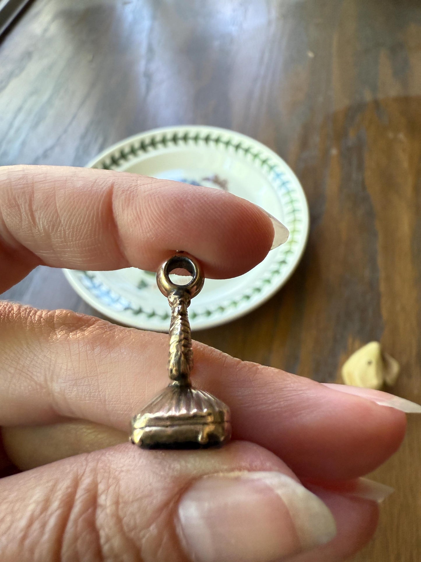 DOVE Bird Nest Figural ROSE Flower Antique VICTORIAN Smoky Quartz Fob 1800s Wax Seal Intaglio Pendant 10k Gold Cased Ornate Romantic Gift