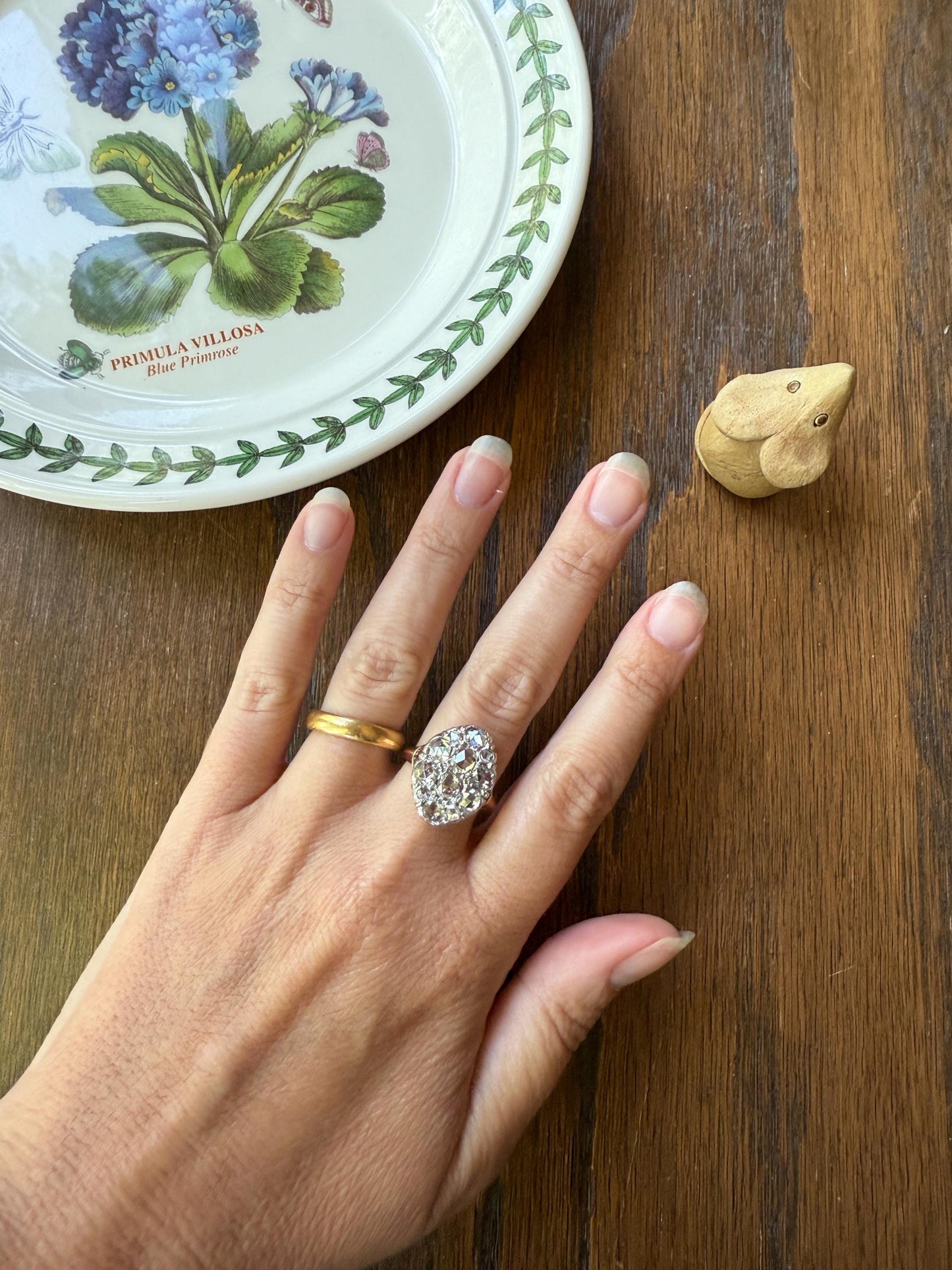 Extraordinary French Antique 3 Carat Scale Dutch Rose Cut DIAMOND 18k Gold Platinum Cluster Oval Stacker Rare Gift Bauble Fiery Disco Ball