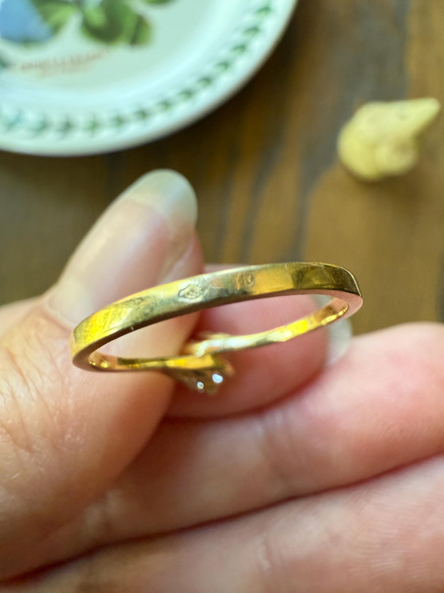 Antique .5 Carat Eye Clean Old Mine Cut Diamond 18k Gold French Swirl Setting Engagement Ring Solitaire Bypass Band Stacker 1/2 Wedding OMC