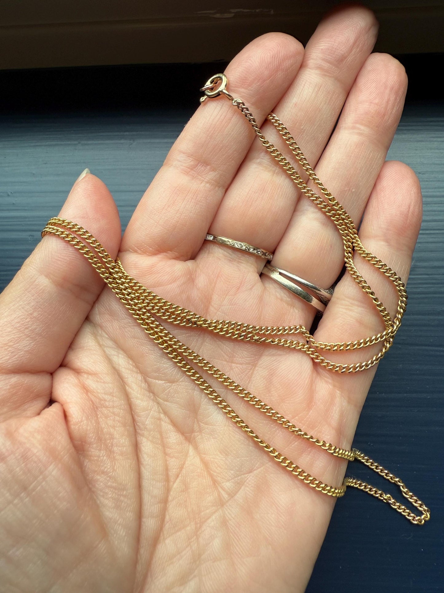 The Perfect Chain? Vintage 6.6g 10k Gold Solid Necklace Pendant Holder 1.8mm Gauge Small Curb Link 24 Inches Long