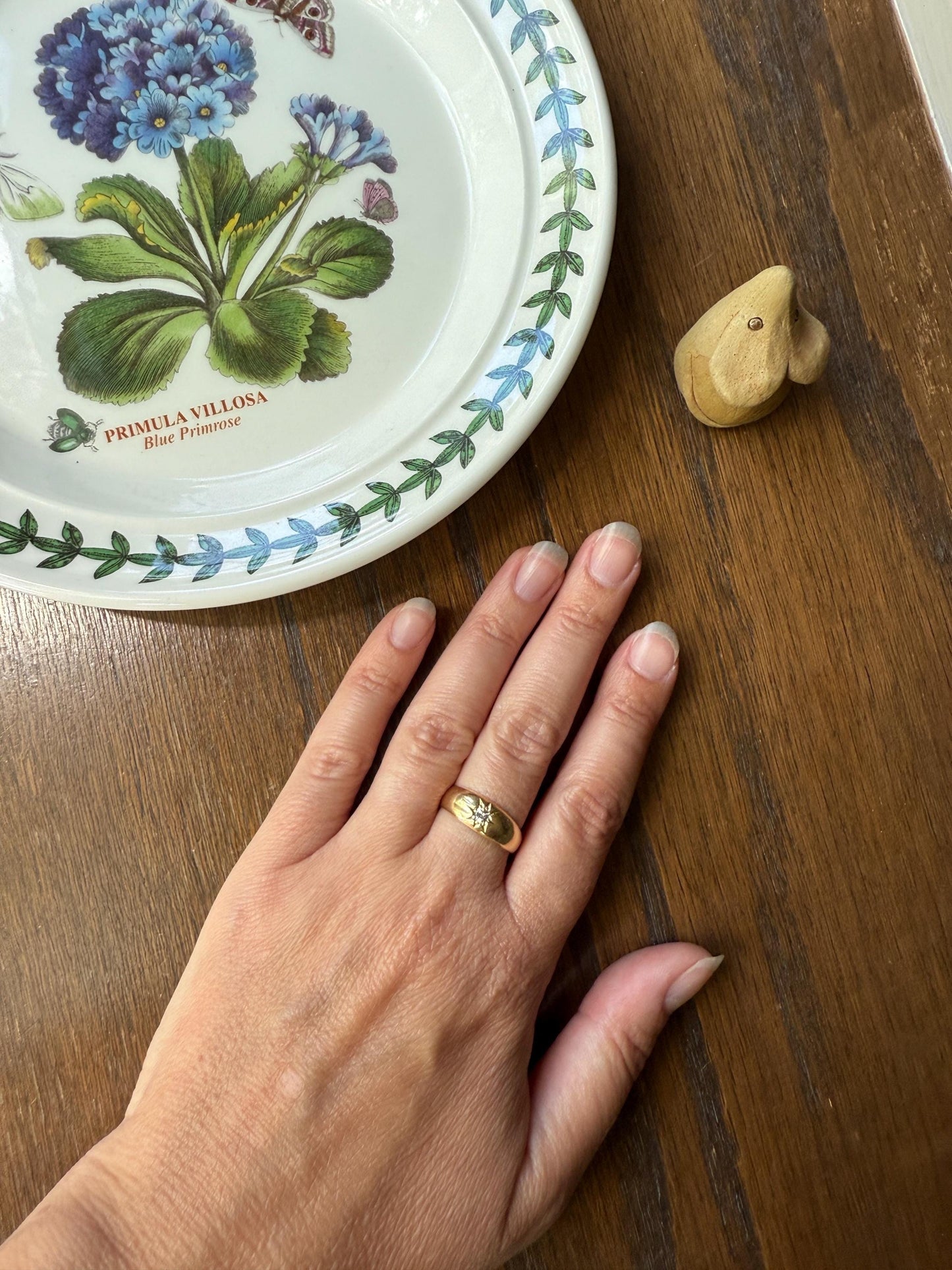 STAR Bezel Old Mine Cut Diamond Gypsy Ring 18k Gold VICTORIAN Chunky Band Unisex Stacker Man or Woman Unique Gift Glowing Celestial Staple
