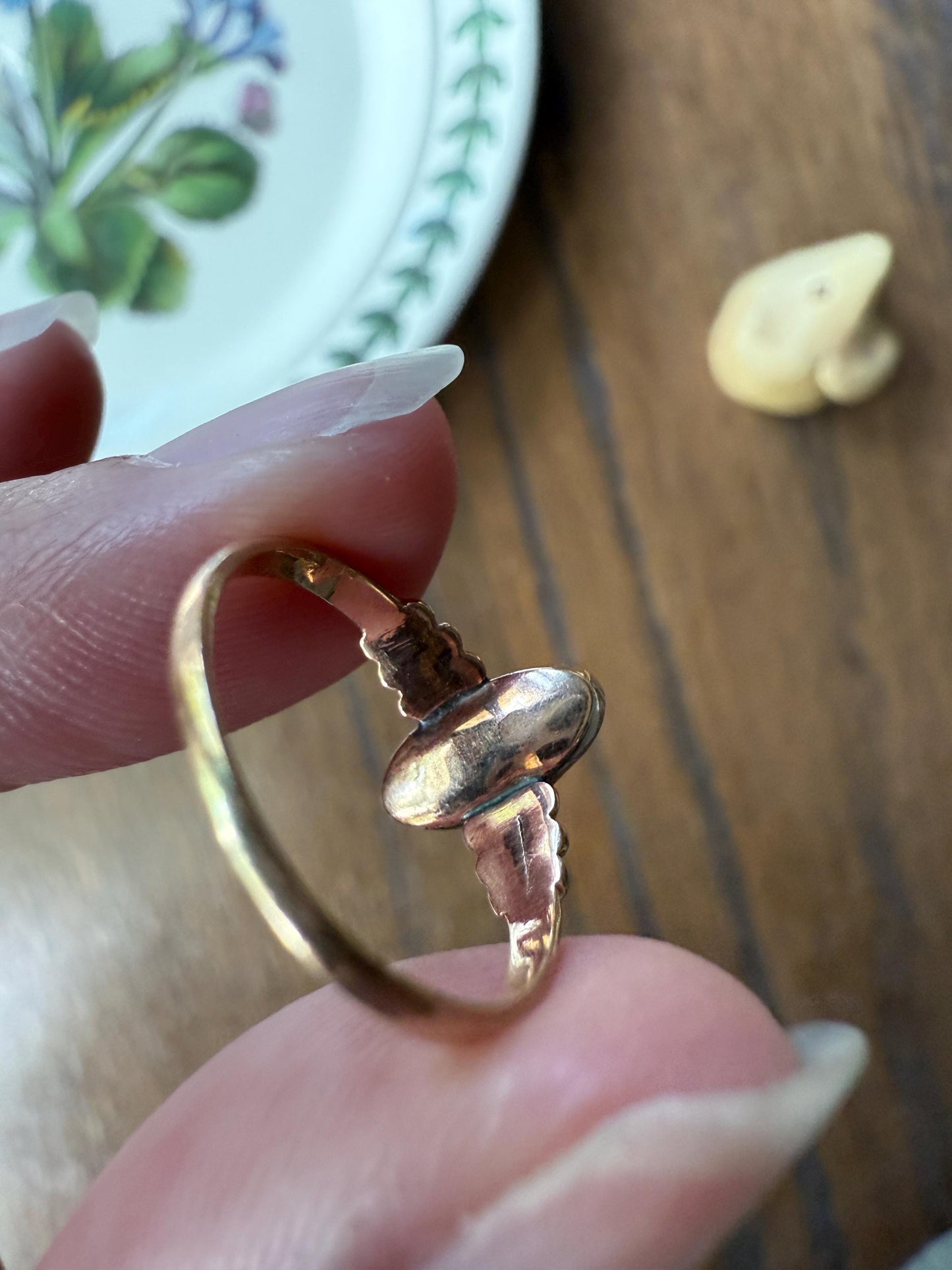 ANTIQUE French Perpignan GARNET Ring VICTORIAN 18k Gold Unique Marquise Rose Cut Bezel Set Rose Cut Closed Back Glowing Purple Pink Ornate