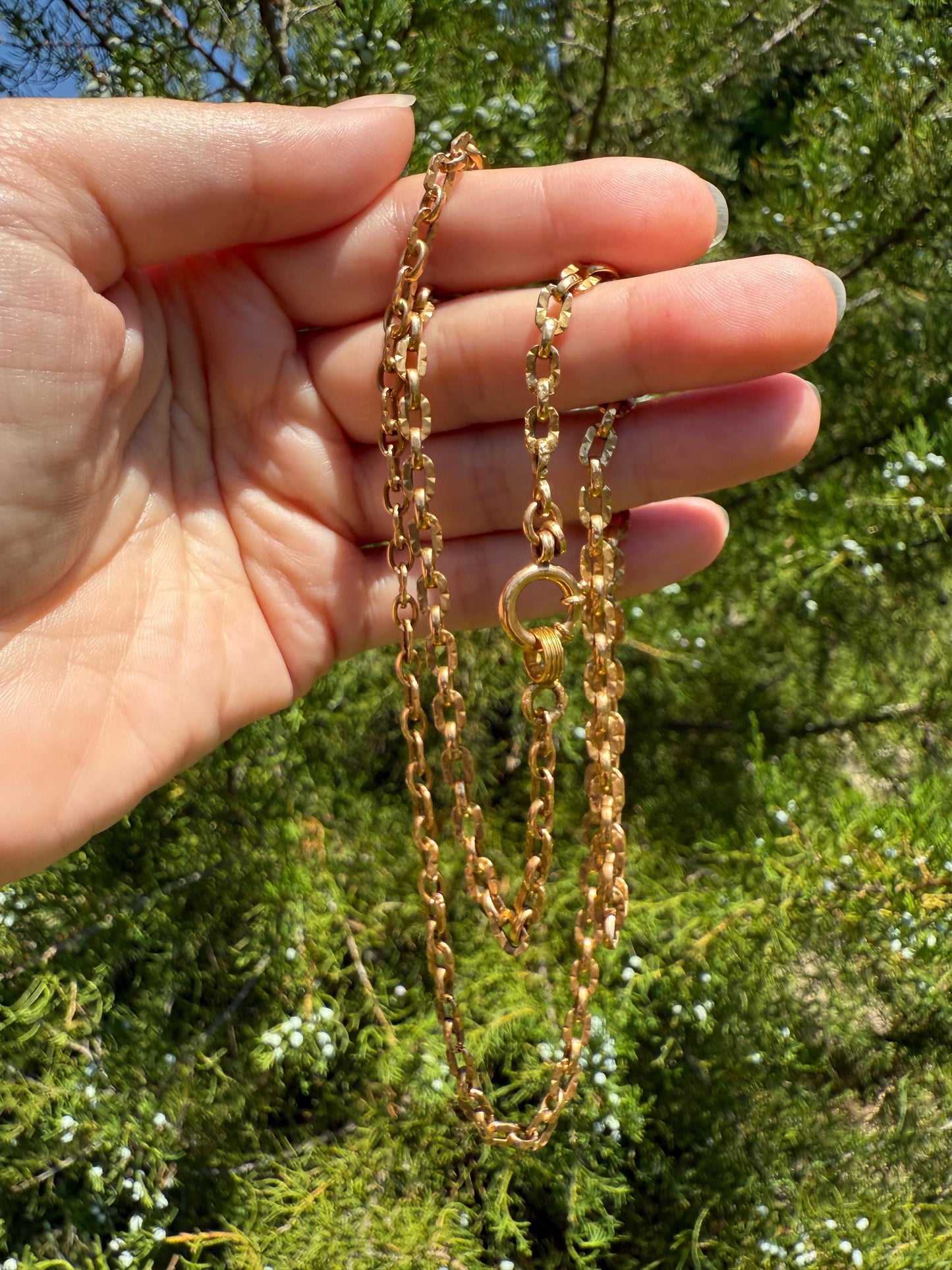 French Antique Tube Link Necklace Chain 15.75 Inch 6.7g 18k Gold Solid Ornate Collar Choker Pendant Holder Layer Belle Epoque Gift Neckmess