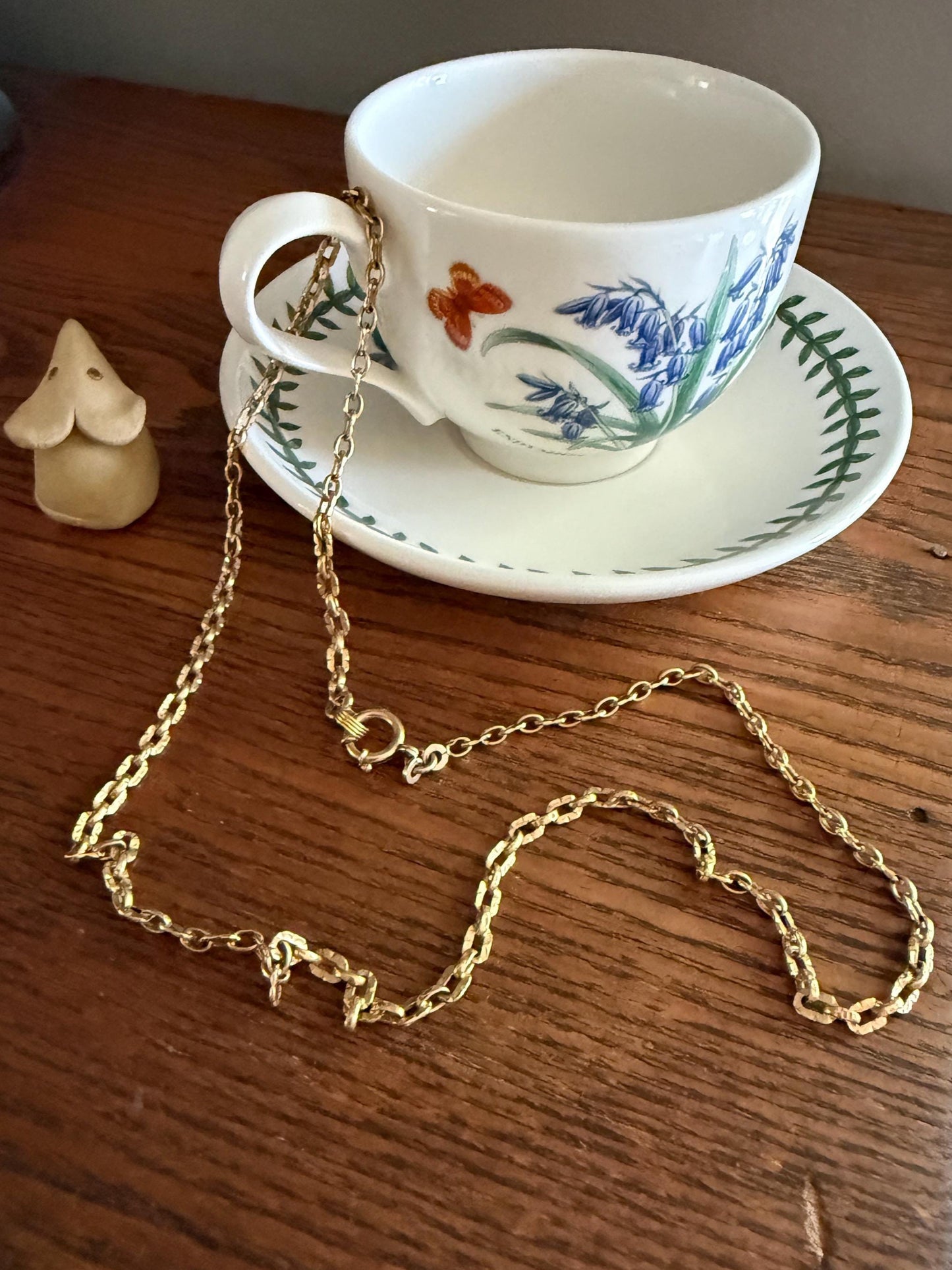 French Antique Tube Link Necklace Chain 15.75 Inch 6.7g 18k Gold Solid Ornate Collar Choker Pendant Holder Layer Belle Epoque Gift Neckmess