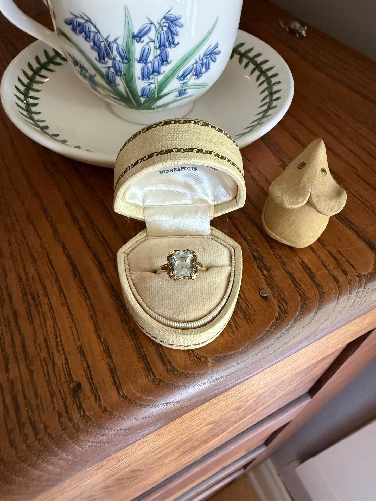 AQUAMARINE Sweet Antique Pale Blue 10k Gold Ring Rectangular Cut Early 1900s Stacker Icy Romantic Gift Daily Wearer Geometric Square