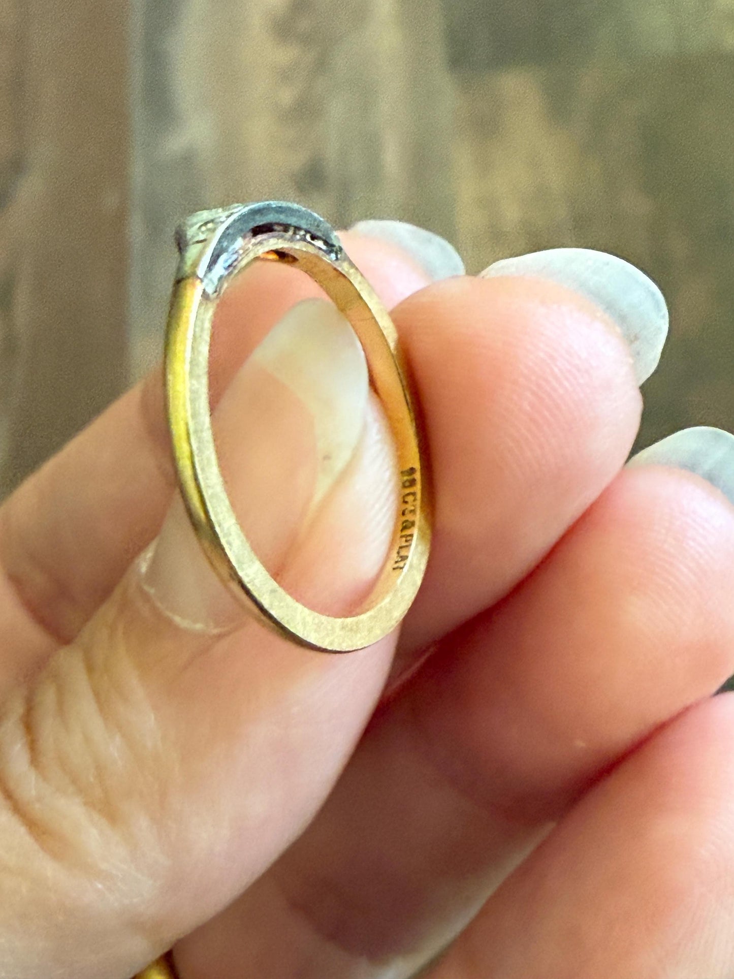 Crowned TIARA Antique Art Deco Skinny Wedding Band 18k Gold Platinum Solid Stacker Ring Geometric Rose Single Cut Diamonds Dainty Engagement