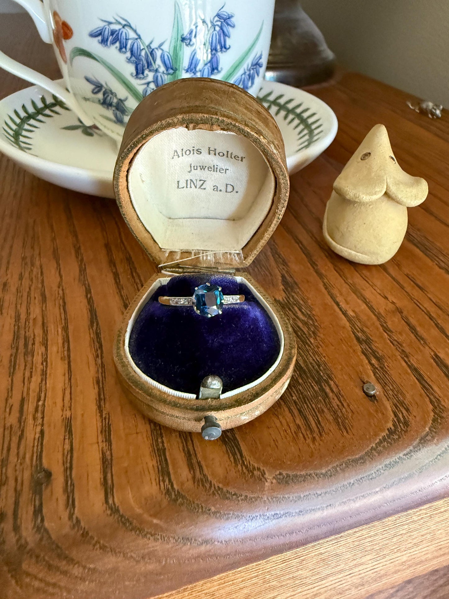 French Antique Old Cut Blue Green SAPPHIRE Rose Cut DIAMOND Natural Antique Solitaire w/ Accents Alt Engagement Ring Stacker Belle Epoque