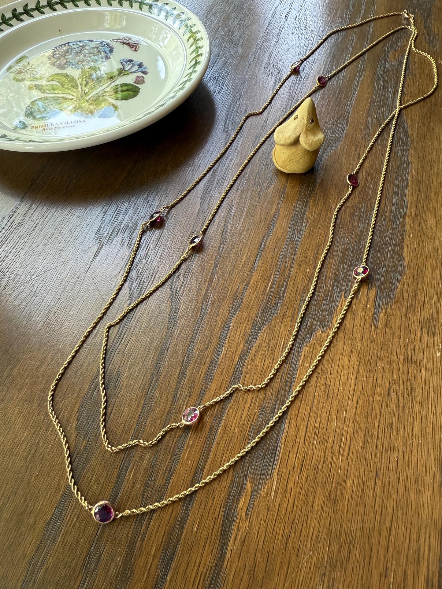 Victorian X Long Antique GARNET Station Chain Guard 67 Inch (!) 5.5 FEET 22g 14k GOLD Necklace Berry Pink Purple Neckmess Body Chain Gift
