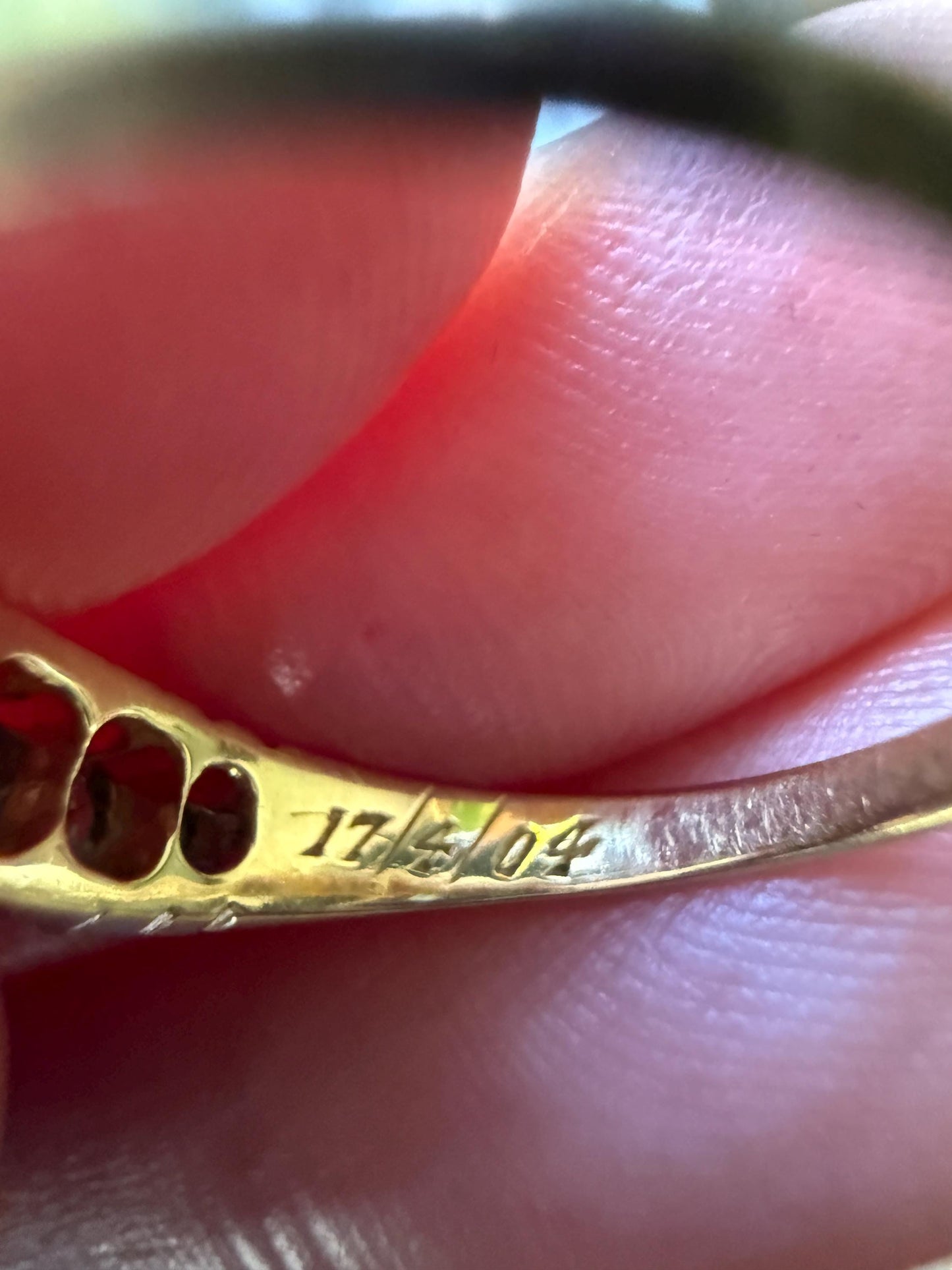 DATED April 17, 1904 Antique 2/3 Carat .65 Ctw Five Stone Old Mine Cut Diamond 18k Gold Band Romantic Gift Wedding Row Stacker Ringstack OMC