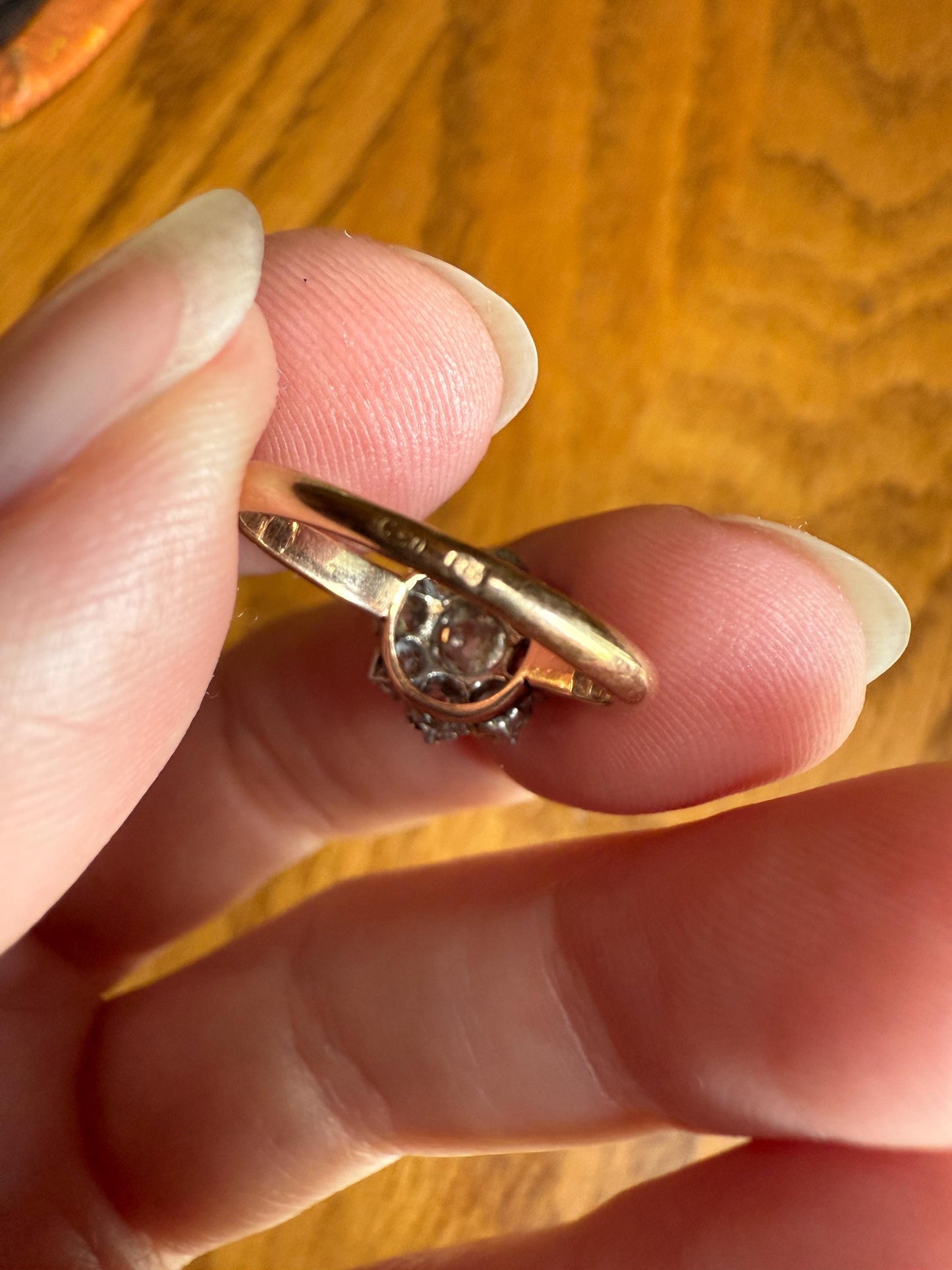 Old Mine Cut DIAMOND Daisy Cluster Halo French Antique Ring 18k Gold Platinum Victorian Art Nouveau Belle Epoque Romantic Gift Stacker