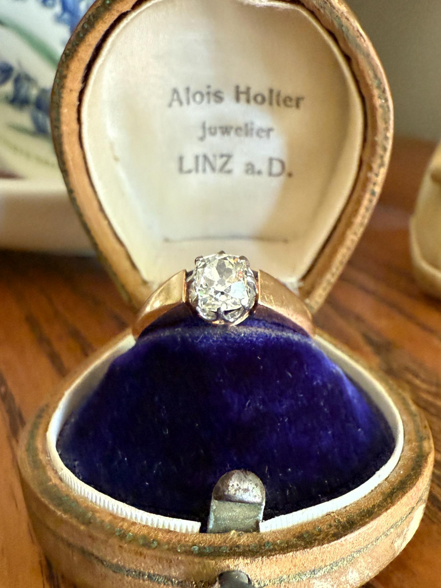 Classic Antique .75 Carat Eye Clean Old Mine Cut Diamond 18k Rosy Gold French Victorian Engagement Ring Solitaire Band Stacker