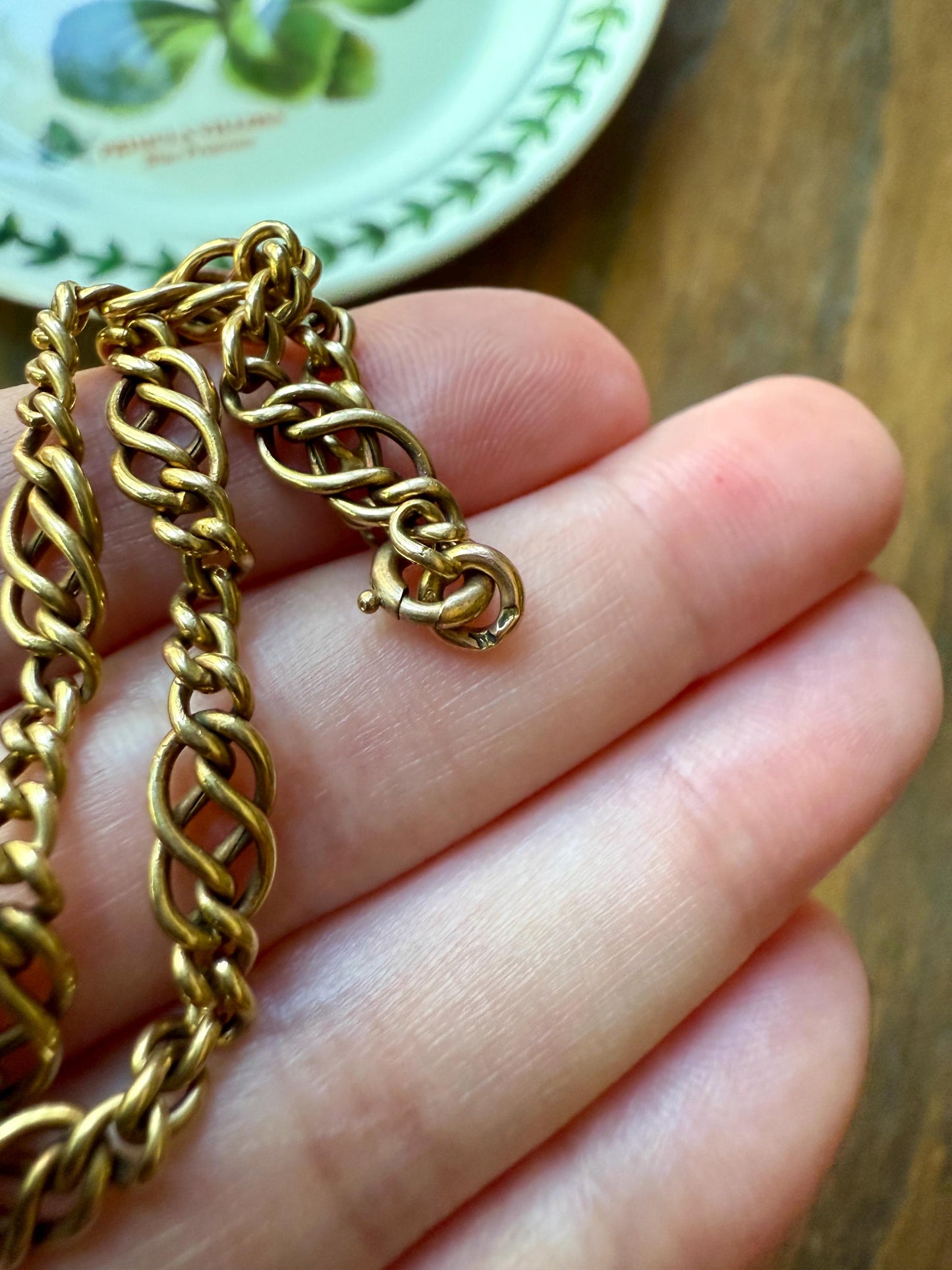 Antique Victorian BRACELET 4.4g 18k Gold Solid French Belle Epoque Curb & Braid Link 5.1mm Staple Chain Wriststack Romantic Gift