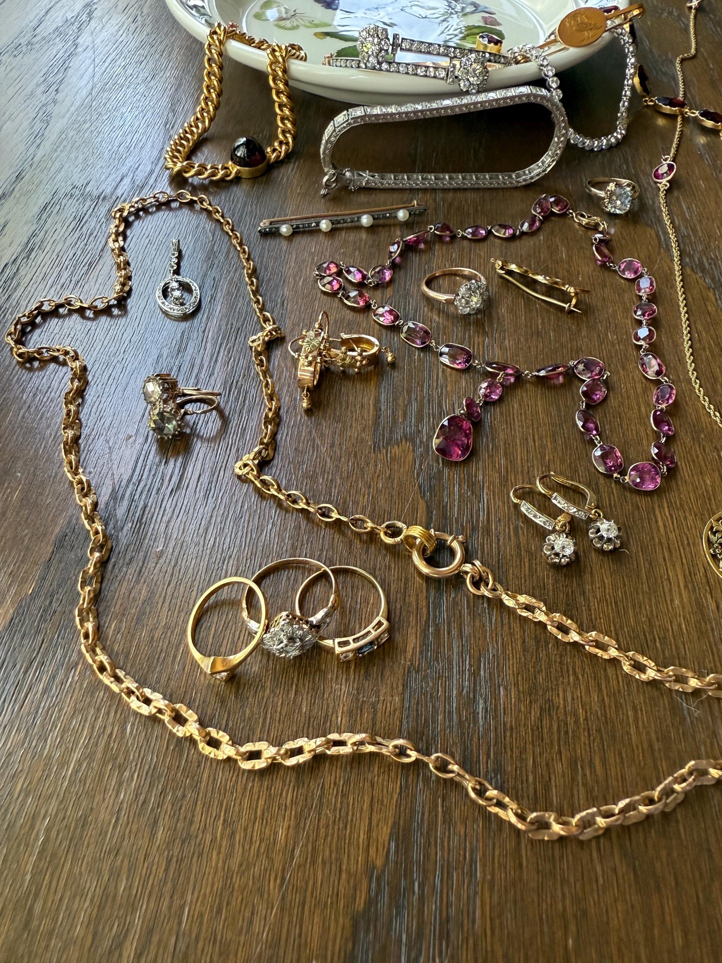 French Antique Tube Link Necklace Chain 15.75 Inch 6.7g 18k Gold Solid Ornate Collar Choker Pendant Holder Layer Belle Epoque Gift Neckmess