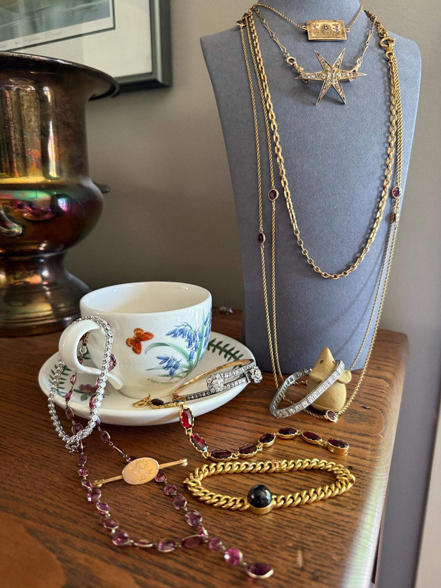 French Antique Tube Link Necklace Chain 15.75 Inch 6.7g 18k Gold Solid Ornate Collar Choker Pendant Holder Layer Belle Epoque Gift Neckmess