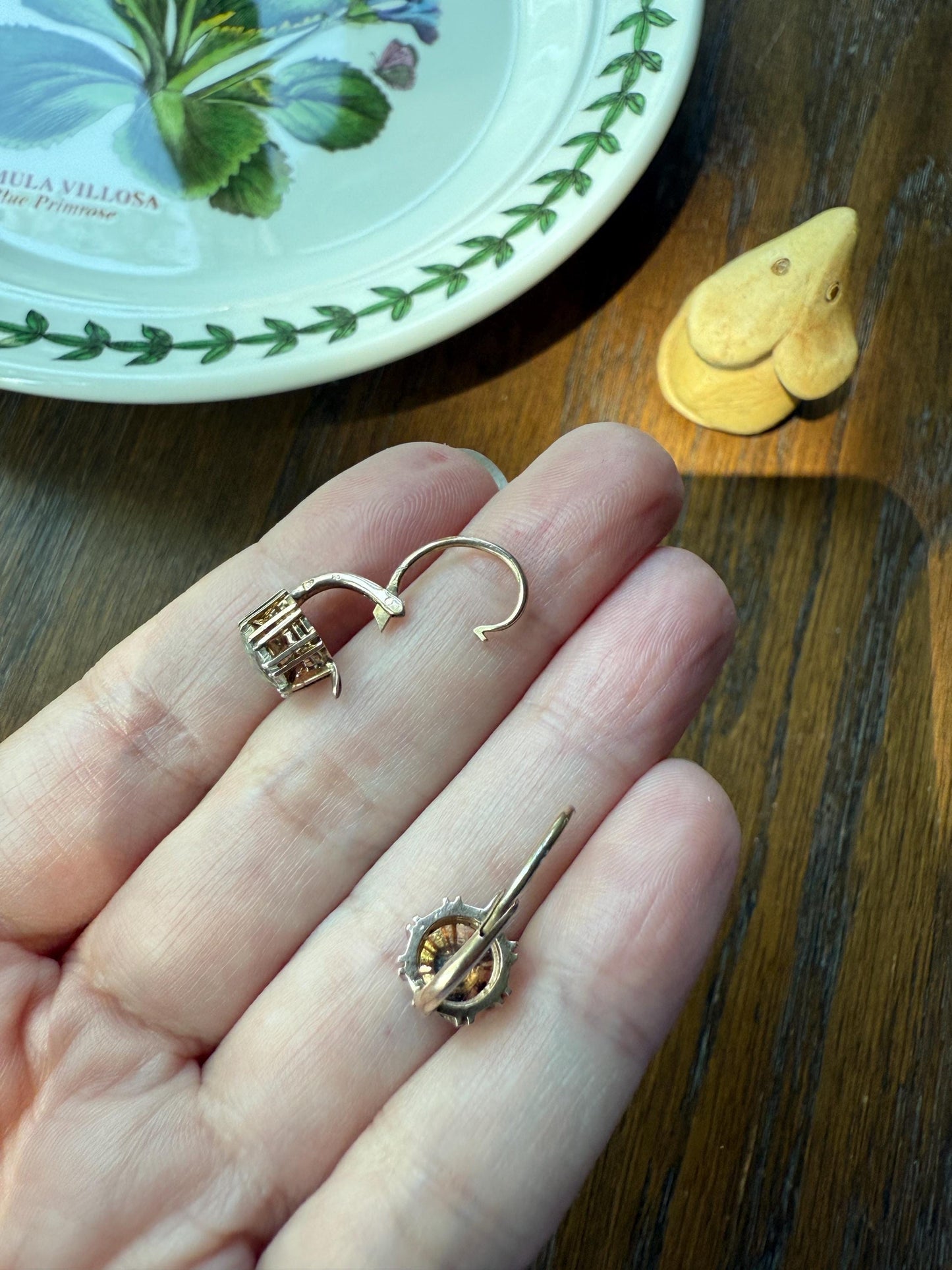 French VICTORIAN Antique 18k Gold Rose Cut DIAMOND Dangle EARRINGS Facing Up 2 Carats Foil Back Dormeuse Something Old Bridal 1800s Gift