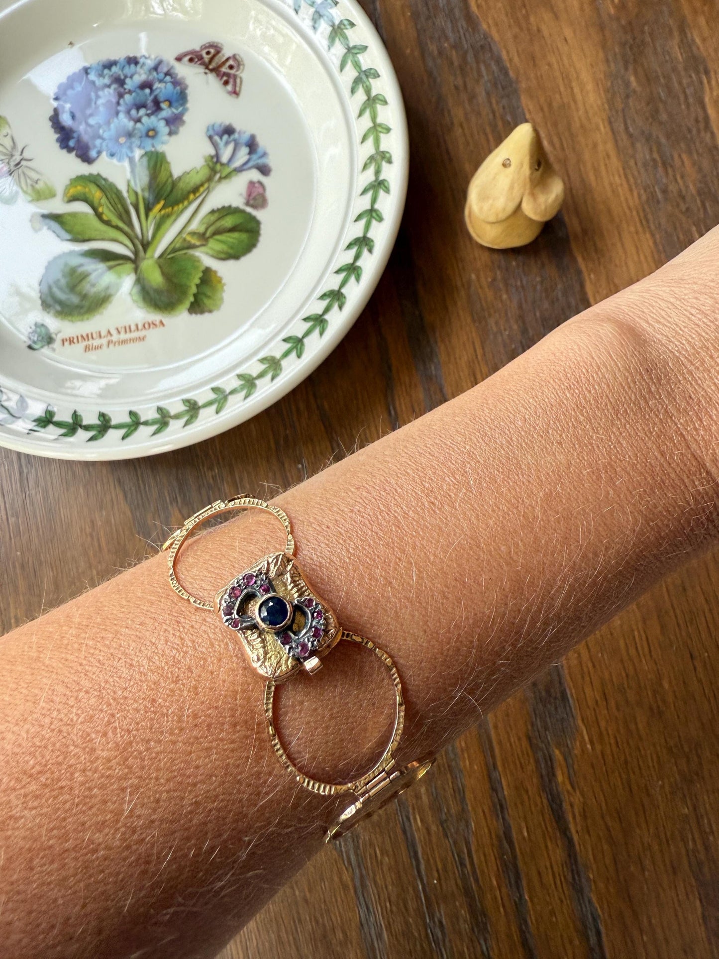RARE 2 for 1 Convertible RING to BRACELET Surprise Antique Sapphire Ruby Bow 9k Gold Silver Top Clasp Expandable Victorian