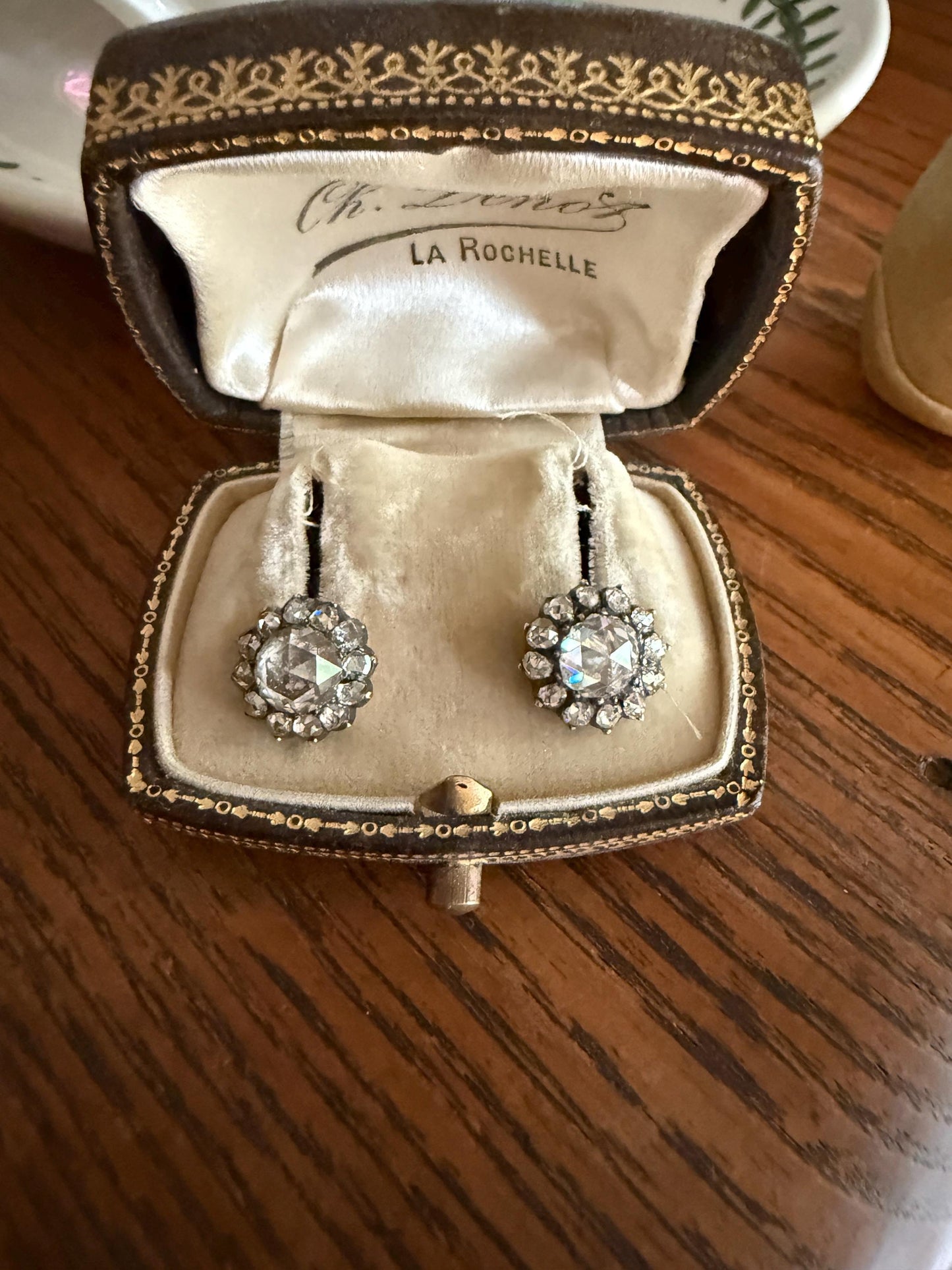 Gorgeous Rose Cut DIAMOND Cluster Stud Earrings Domed Disco Balls w/ Halo 14k Gold Silver Chunky Foiled Stones A+ Rainbow Glitter