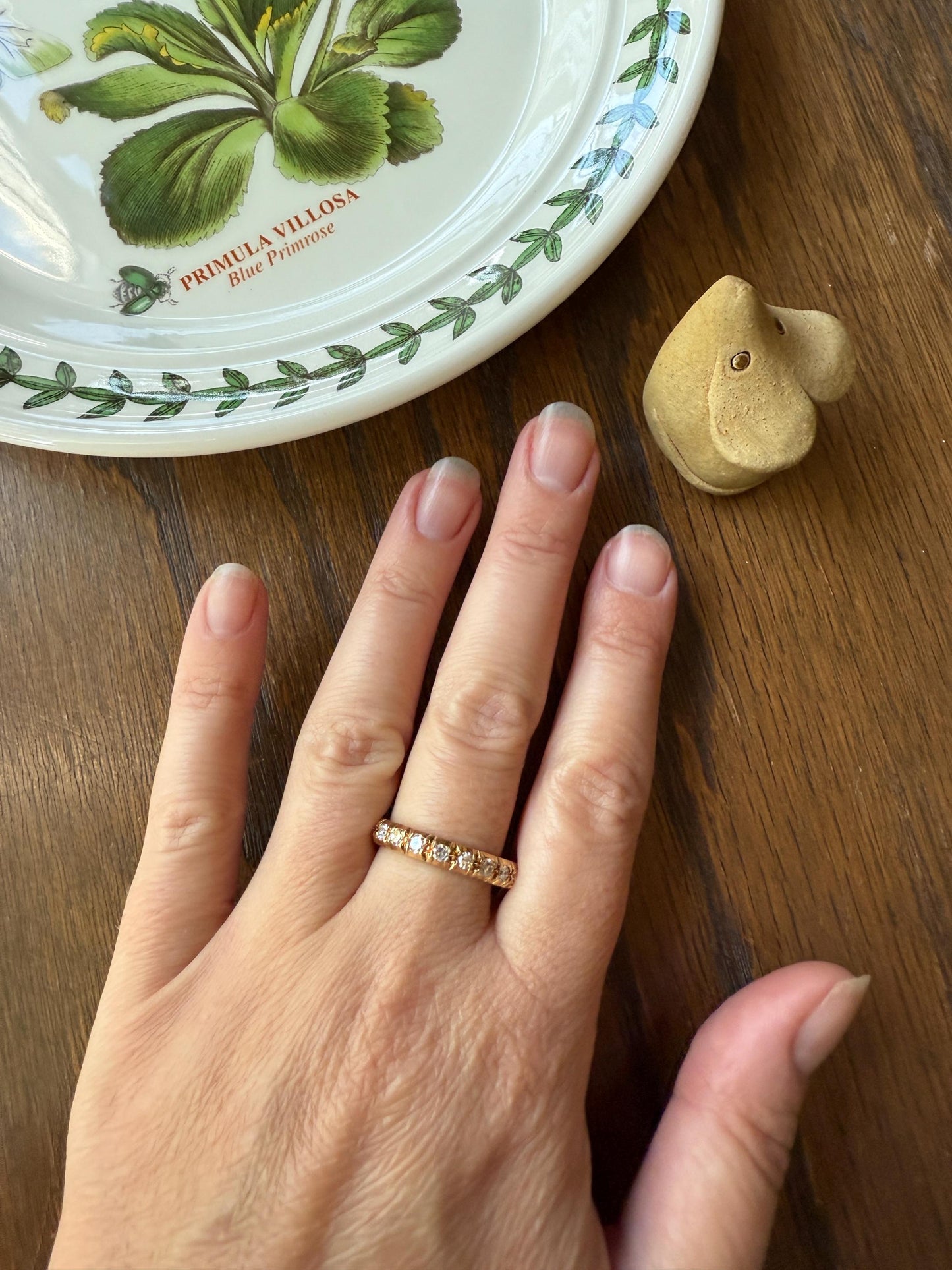 Sturdy ETERNITY Band One Carat 4.3g 18k Yellow Gold Single Cut DIAMOND Vintage Skinny Ring 3.7mm Wedding Stacker Anniversary Gift Romantic