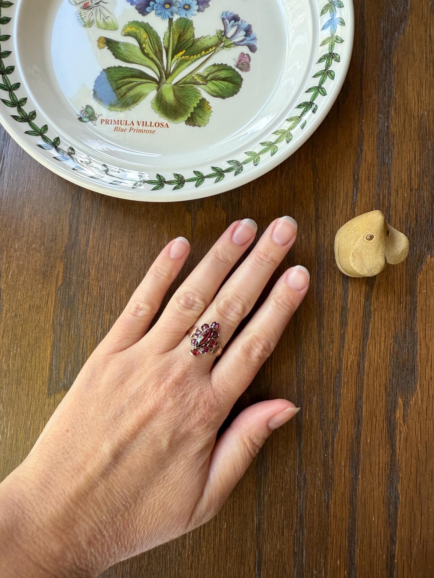 Perpignan GARNET Marquise Navette French Victorian Antique Rose Cut Cluster Ring 18k Gold Belle Epoque Juicy Berry Pink Purple Glow Gift