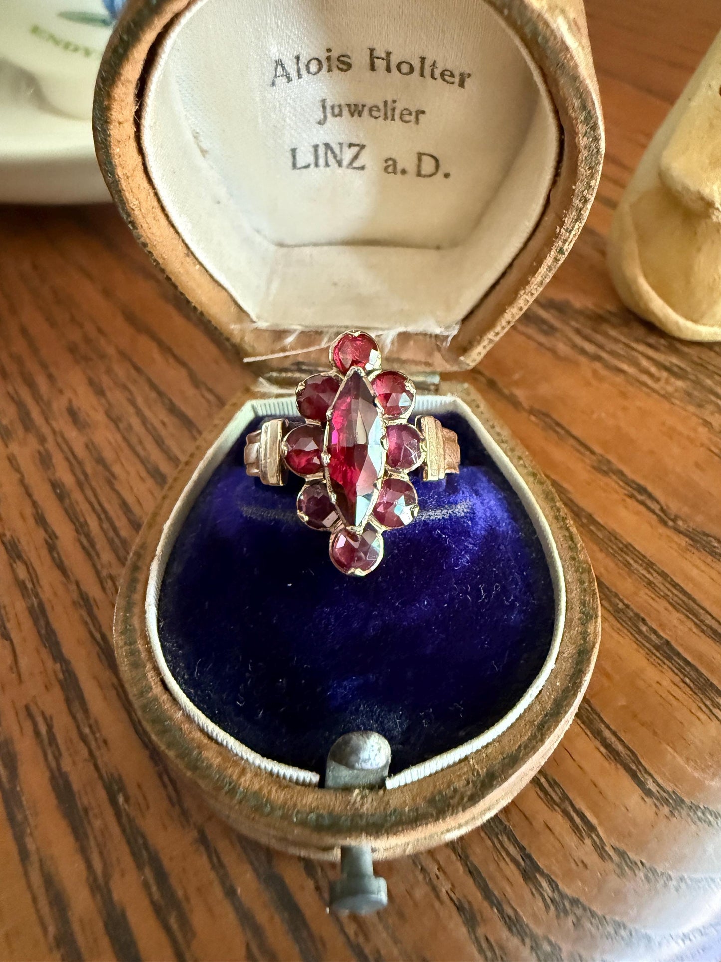 Perpignan GARNET Marquise Navette French Victorian Antique Rose Cut Cluster Ring 18k Gold Belle Epoque Juicy Berry Pink Purple Glow Gift
