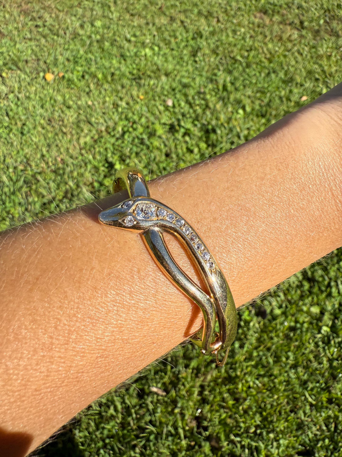 SNAKE Antique 1.3 Carat Old Mine Cut DIAMOND 32g 14k GOLD Chunky Heavy Bangle Bracelet Victorian Figural Coiled Arm Band Wriststack Gift OmC
