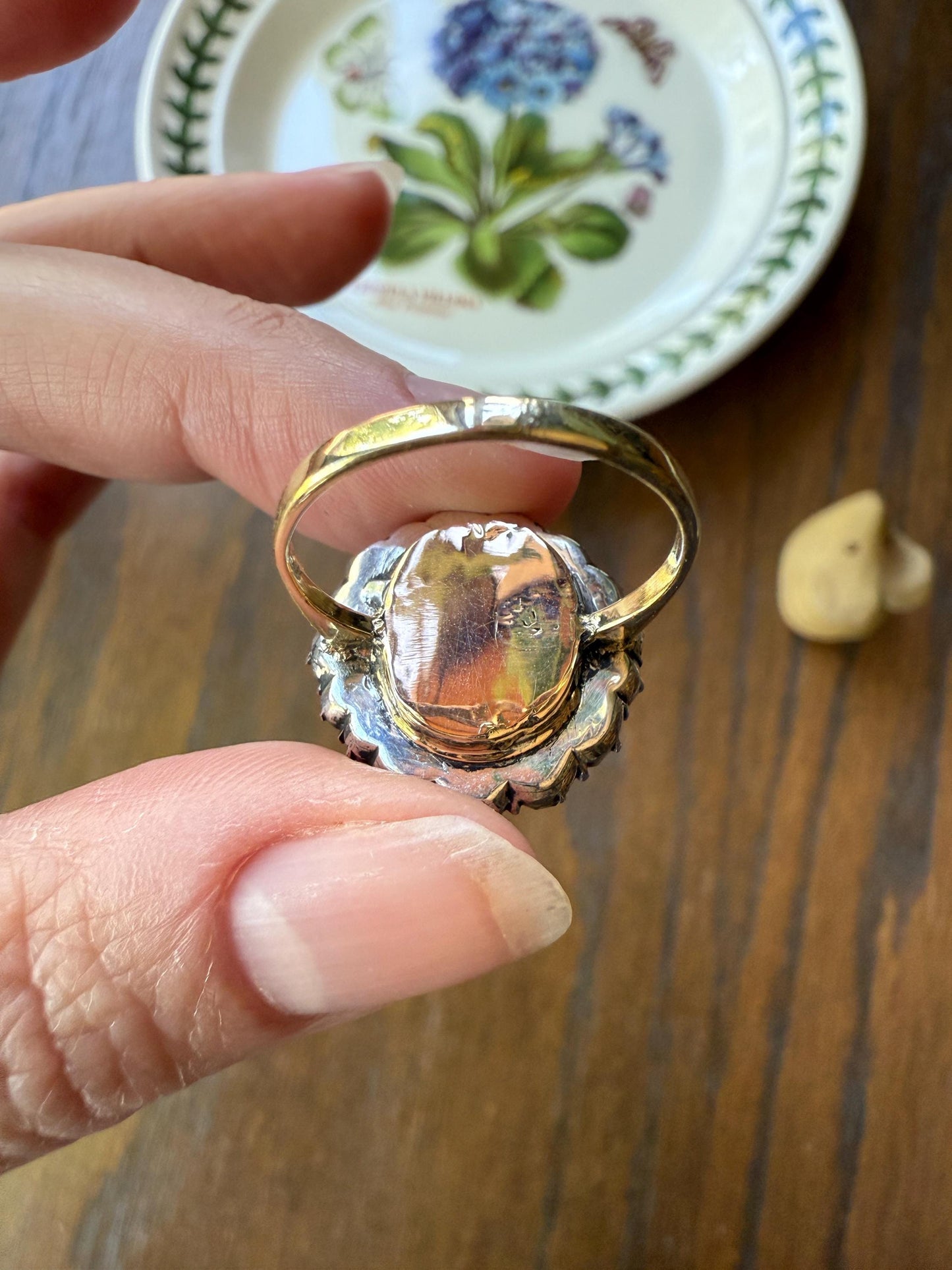 Stunning Antique 6 Carat Scale Dutch Rose Cut DIAMOND 14k Gold Silver Cluster Chunky Pear Stacker Rare Bauble Fiery Disco Ball