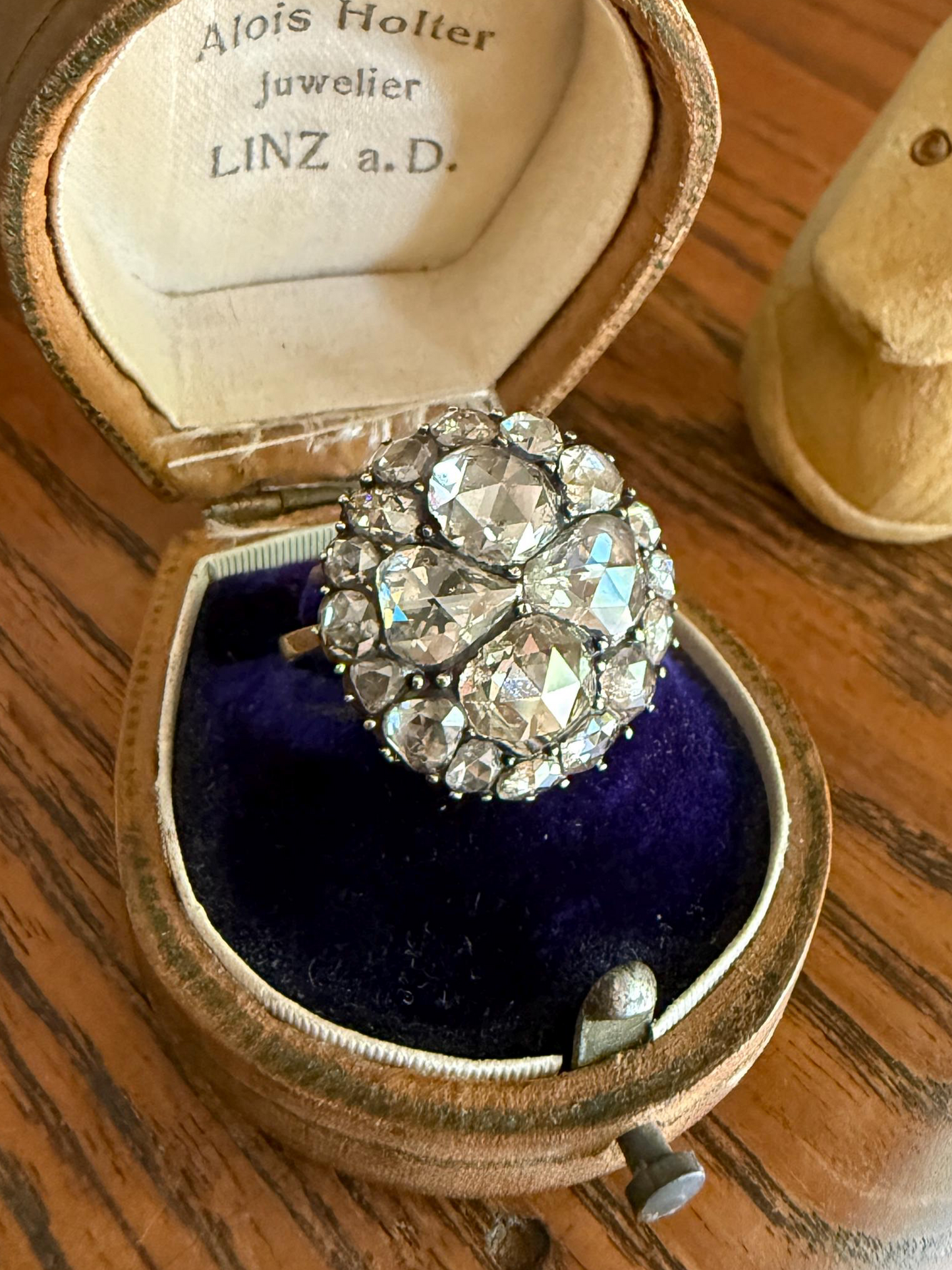 Stunning Antique 6 Carat Scale Dutch Rose Cut DIAMOND 14k Gold Silver Cluster Chunky Pear Stacker Rare Bauble