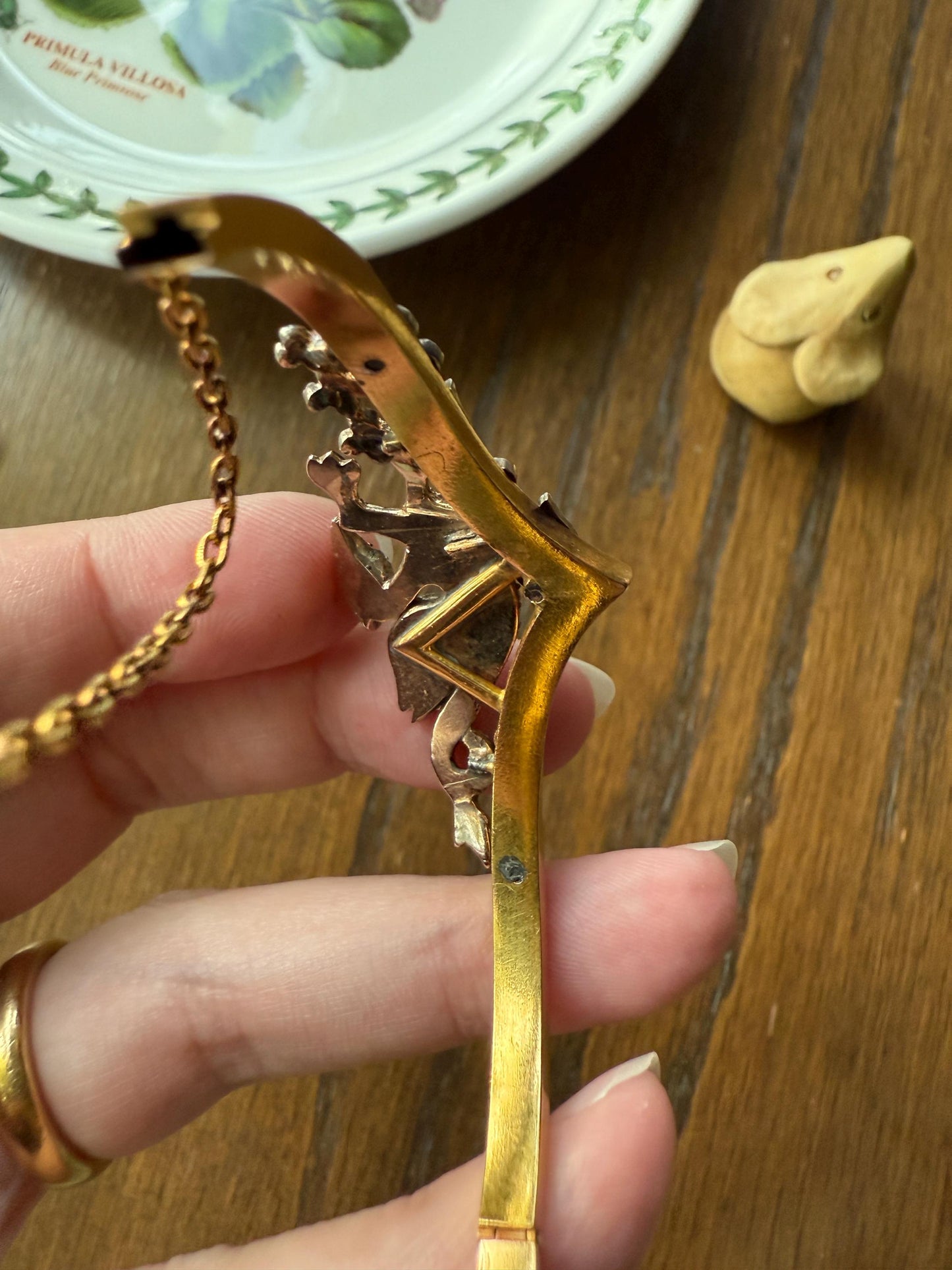 DRAGON Rare One of a Kind Antique Figural 130+ Rose Cut Diamond BANGLE Bracelet French Victorian 18k Gold Silver Chimera Phoenix Chevron