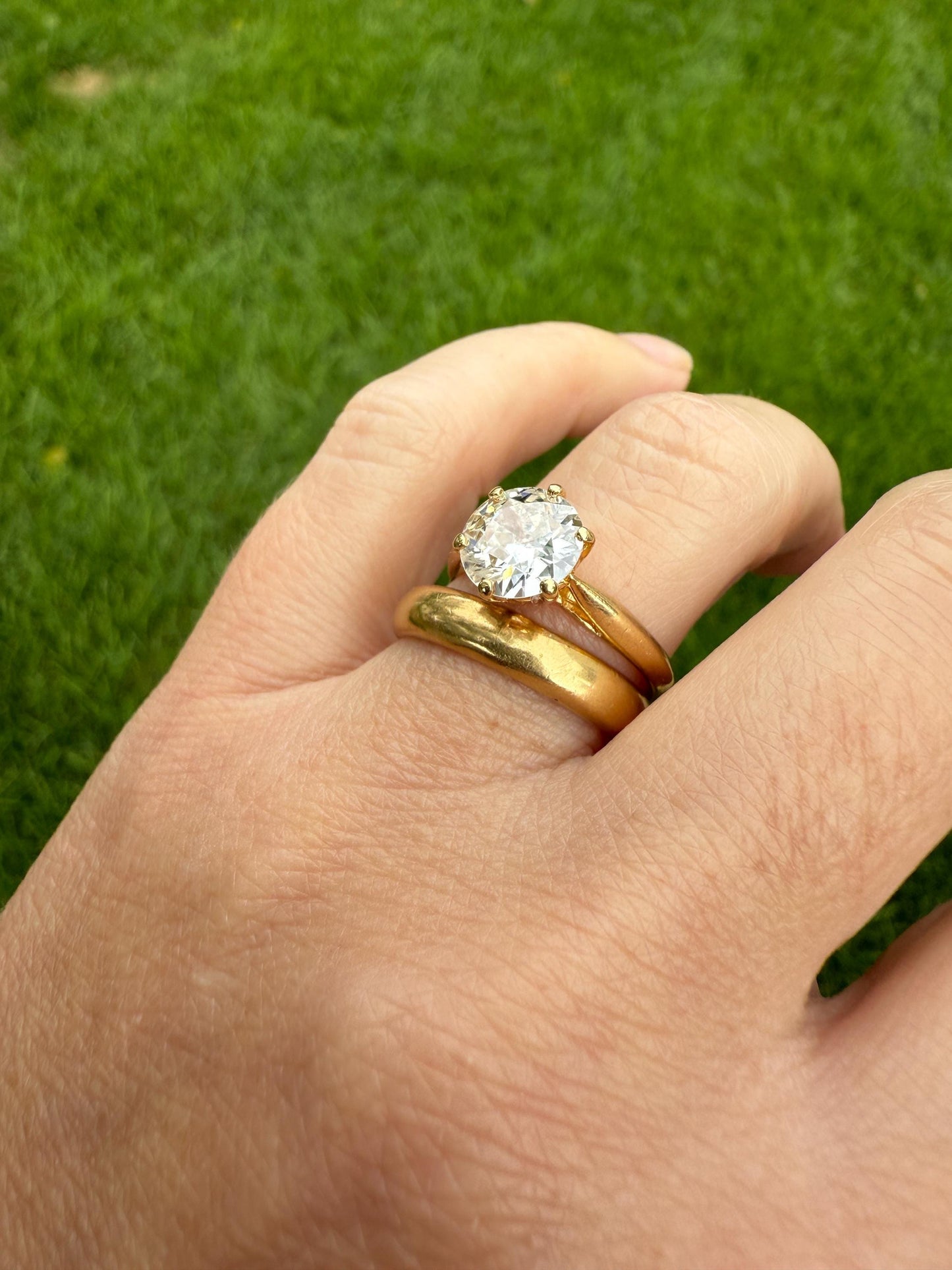 Antique Spready 1.6 CARAT Tall Old Mine Cut DIAMOND Solitaire French Engagement Ring 18k Gold Faces Up 1.8 OMC Daily Wear Stacker Love Gift